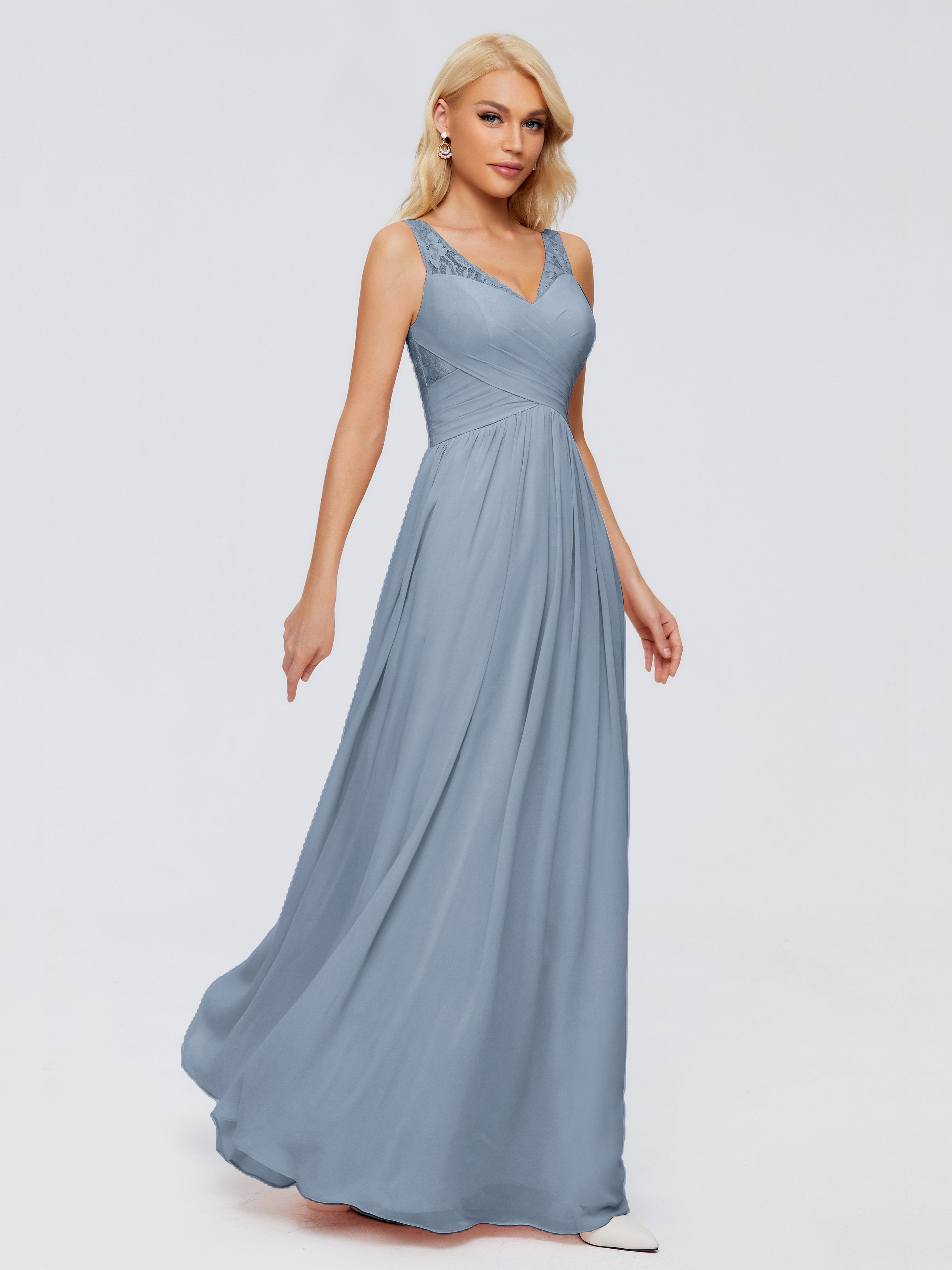 Dusty Blue Slate Blue Bridesmaid Dresses Kayla Straps Lace Chiffon Bri Dusty Blue Slate Blue Bridesmaid Dresses Kayla Straps Lace Chiffon Bri