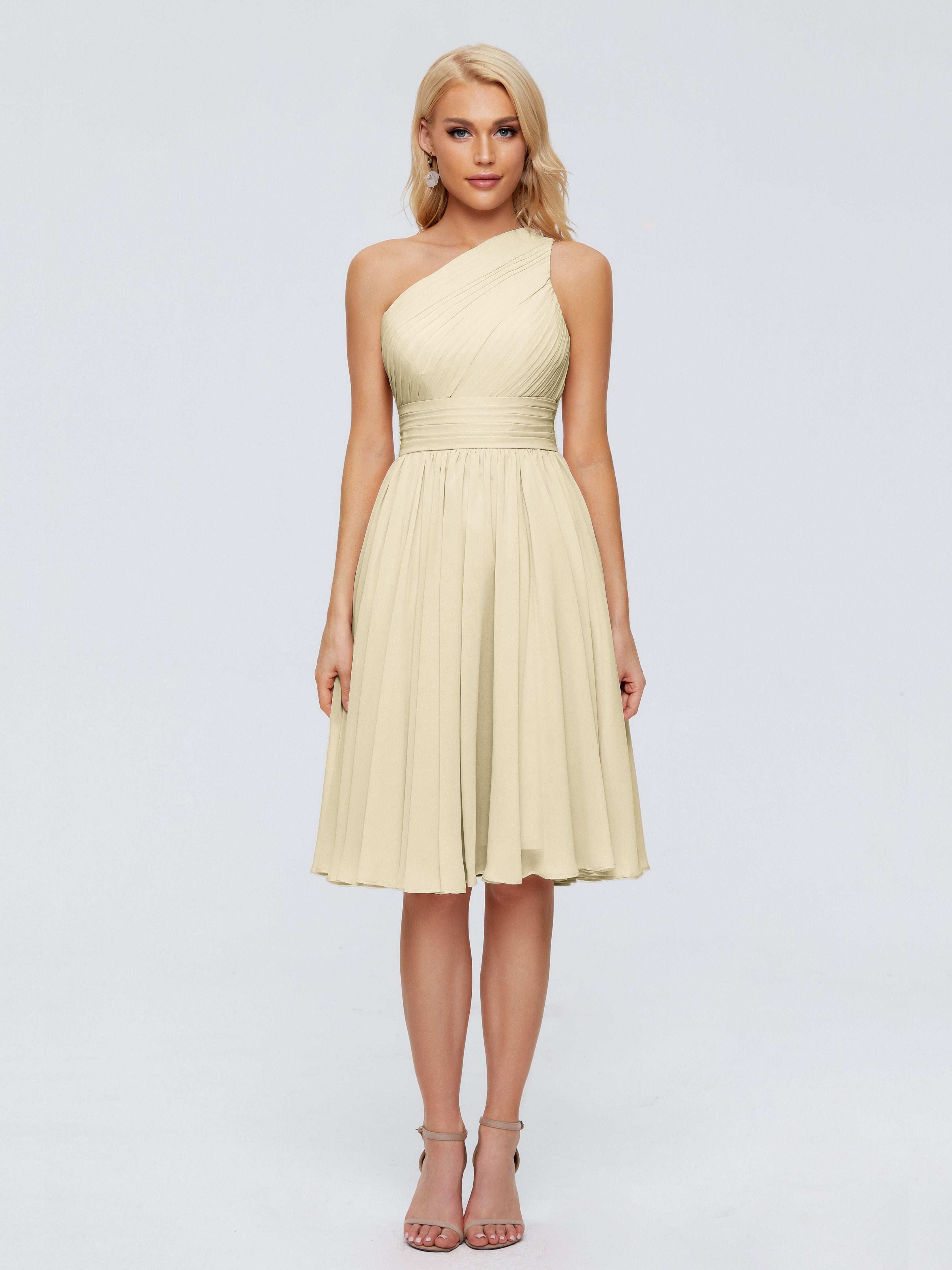 One Shoulder Champagne Bridesmaid Dress Kimberly Simple One Shoulder S