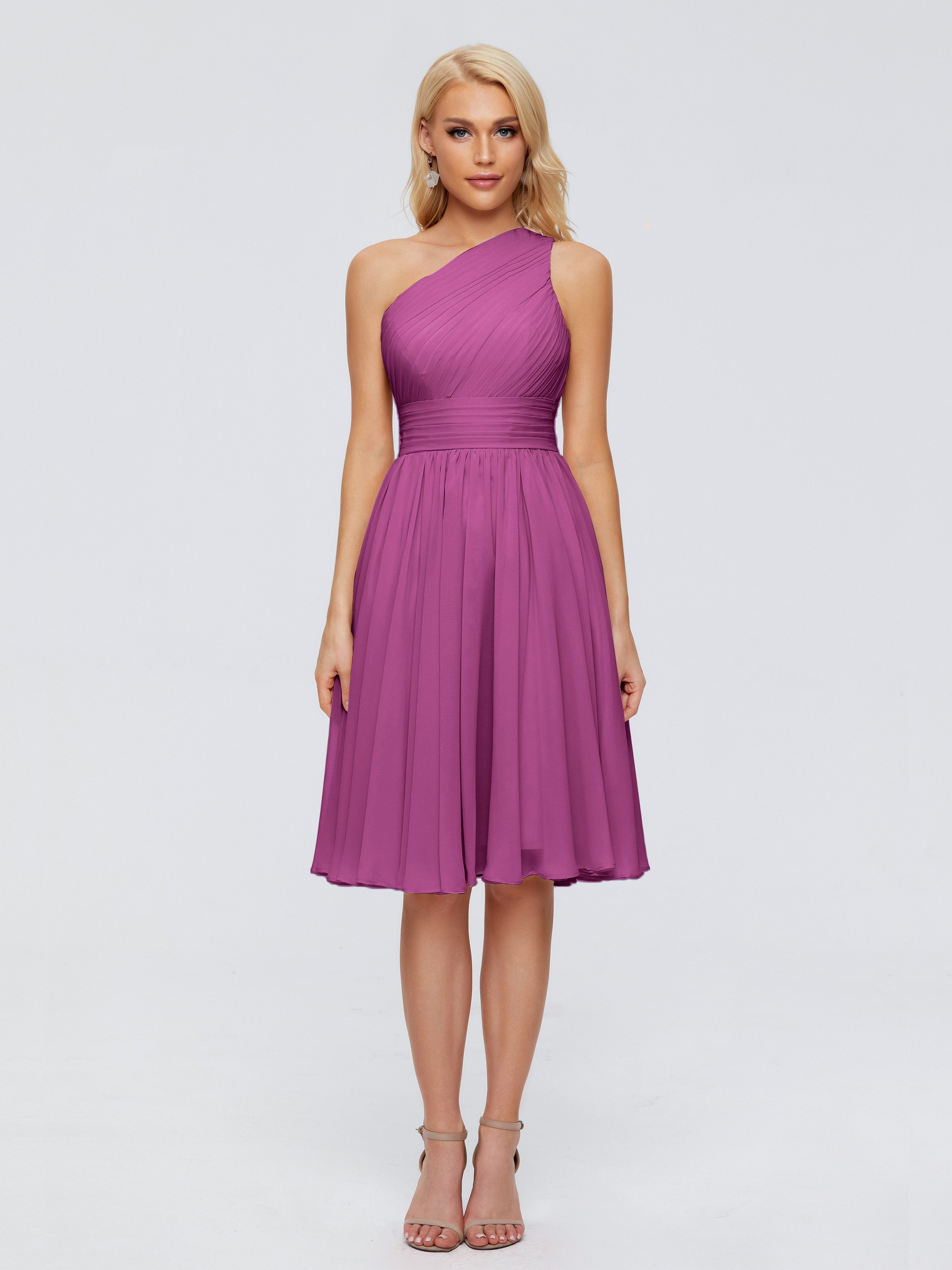 Orchid Color Bridesmaid Dresses Kimberly Simple One Shoulder Short Bri