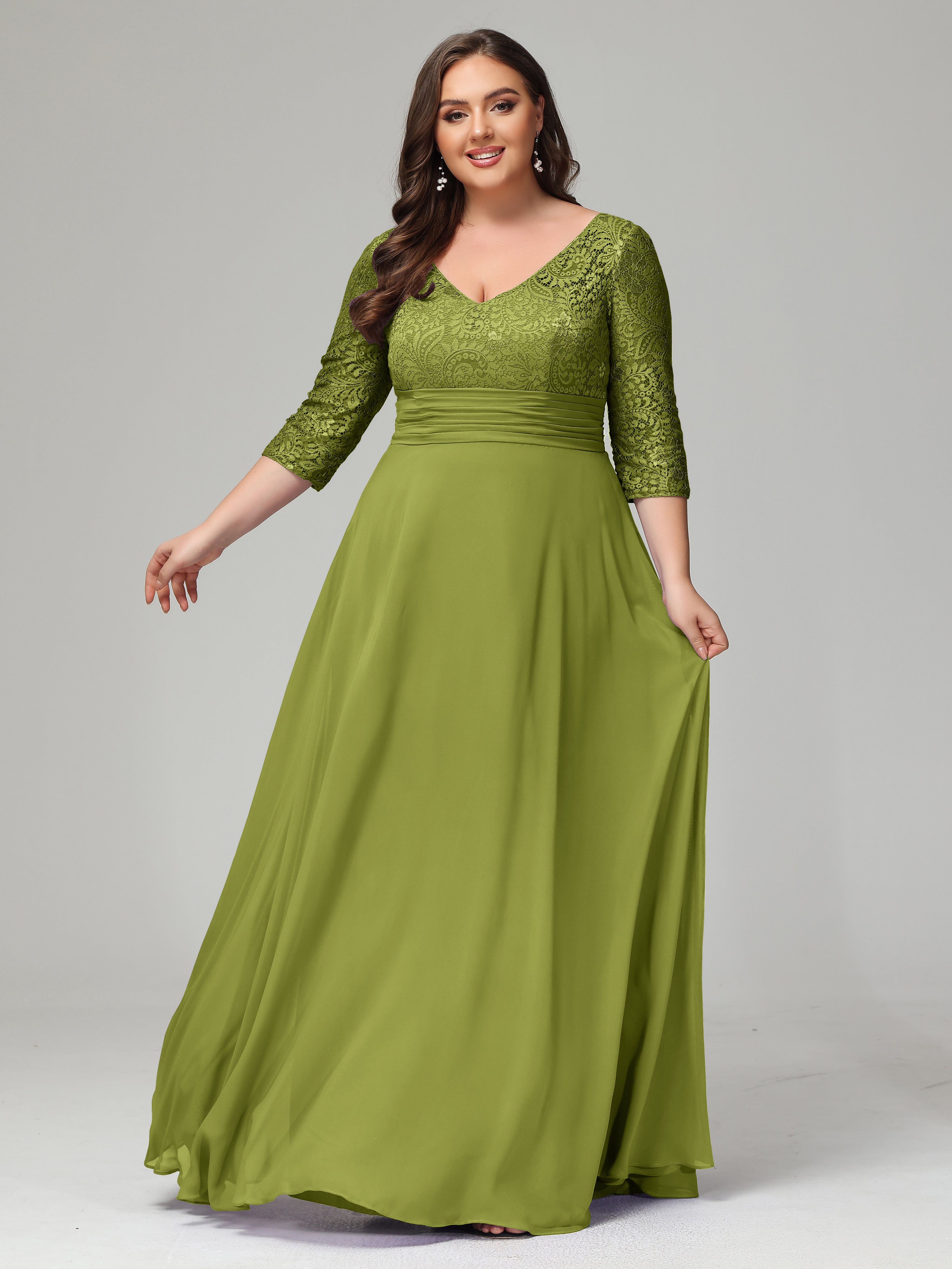 3 4 length bridesmaid dresses Long Sleeve Sweetheart Chiffon Lace-Up Bridesmaid Dress