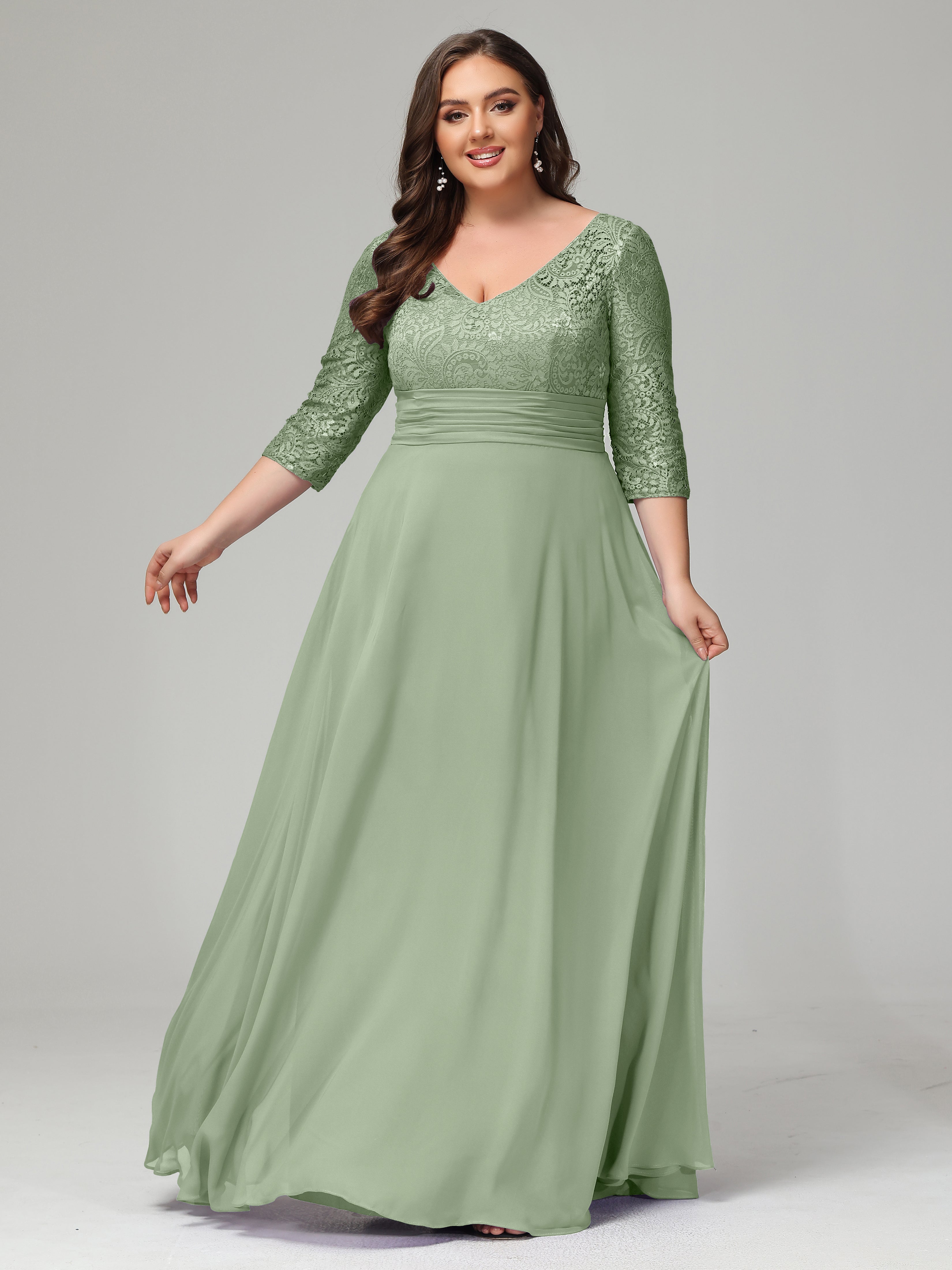 Green Bridesmaid Dresses Green Plus Size Gown A Line Dusty Sage