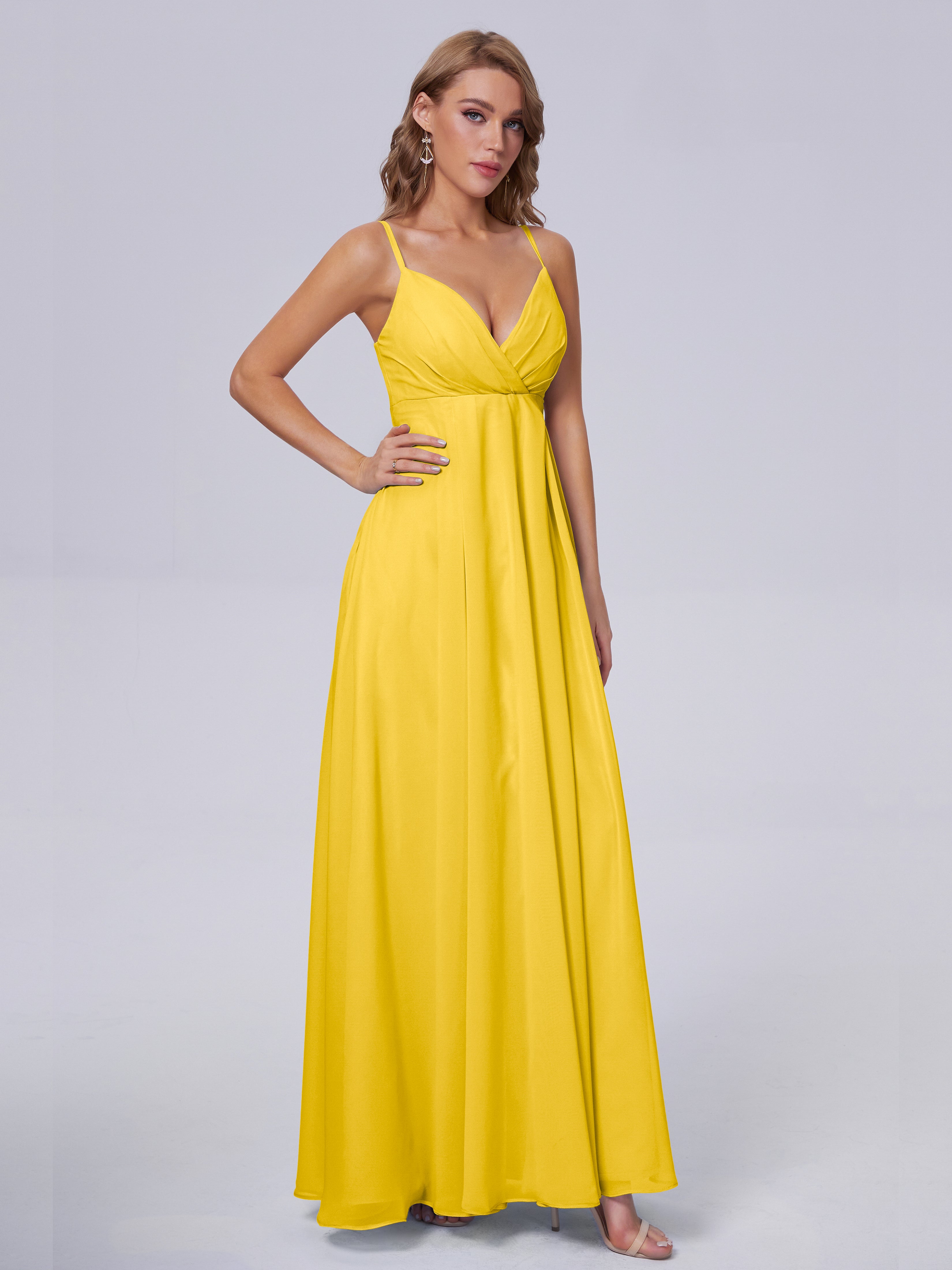 Marigold Yellow Bridesmaid Dresses Laila Classic Spaghetti Straps Chif
