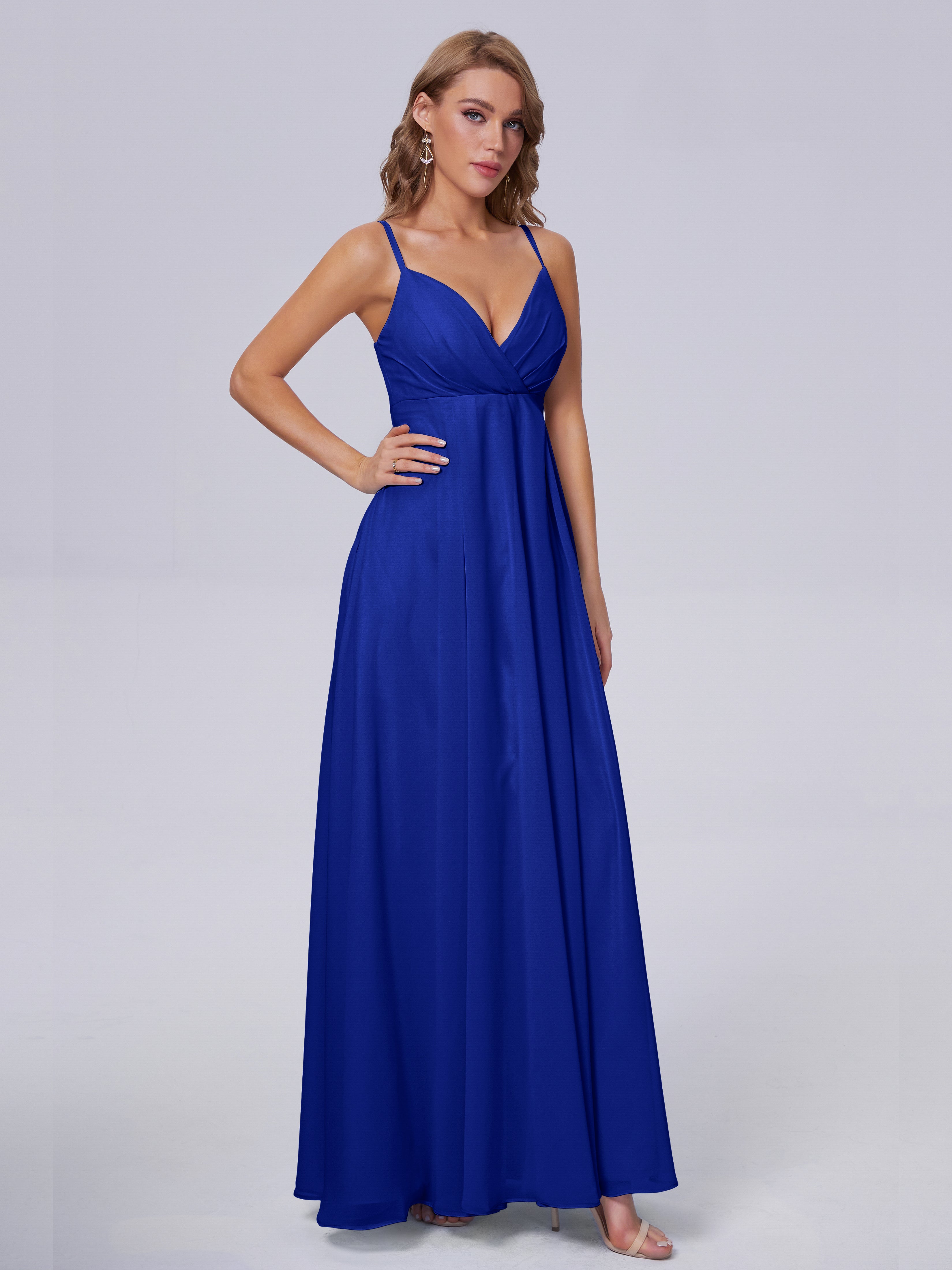 Royal Blue Dress For Bridesmaid Laila Classic Spaghetti Straps Chiffon