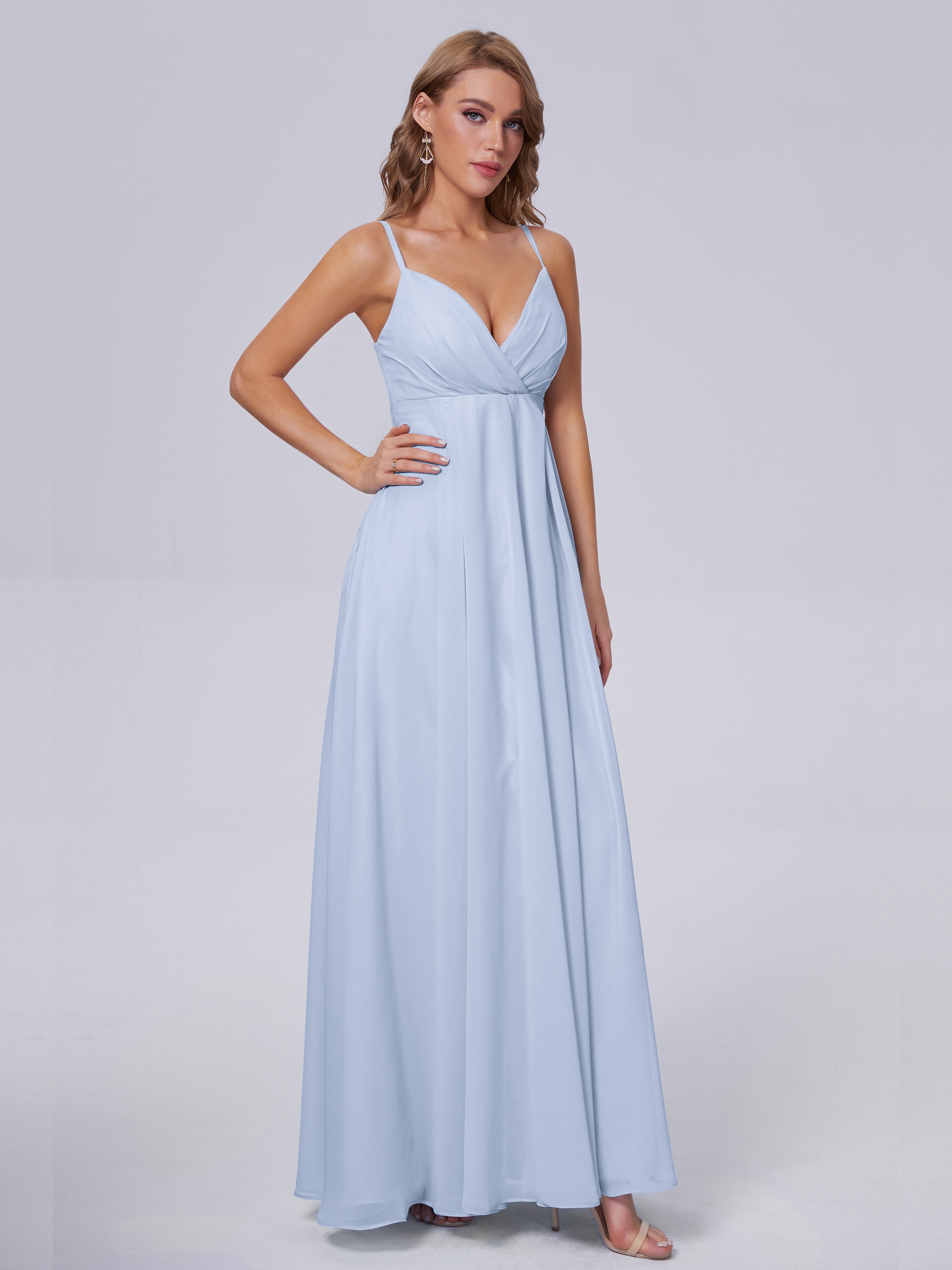 Sky Blue Bridesmaid Dress Dresses Laila Classic Spaghetti Straps Chiff