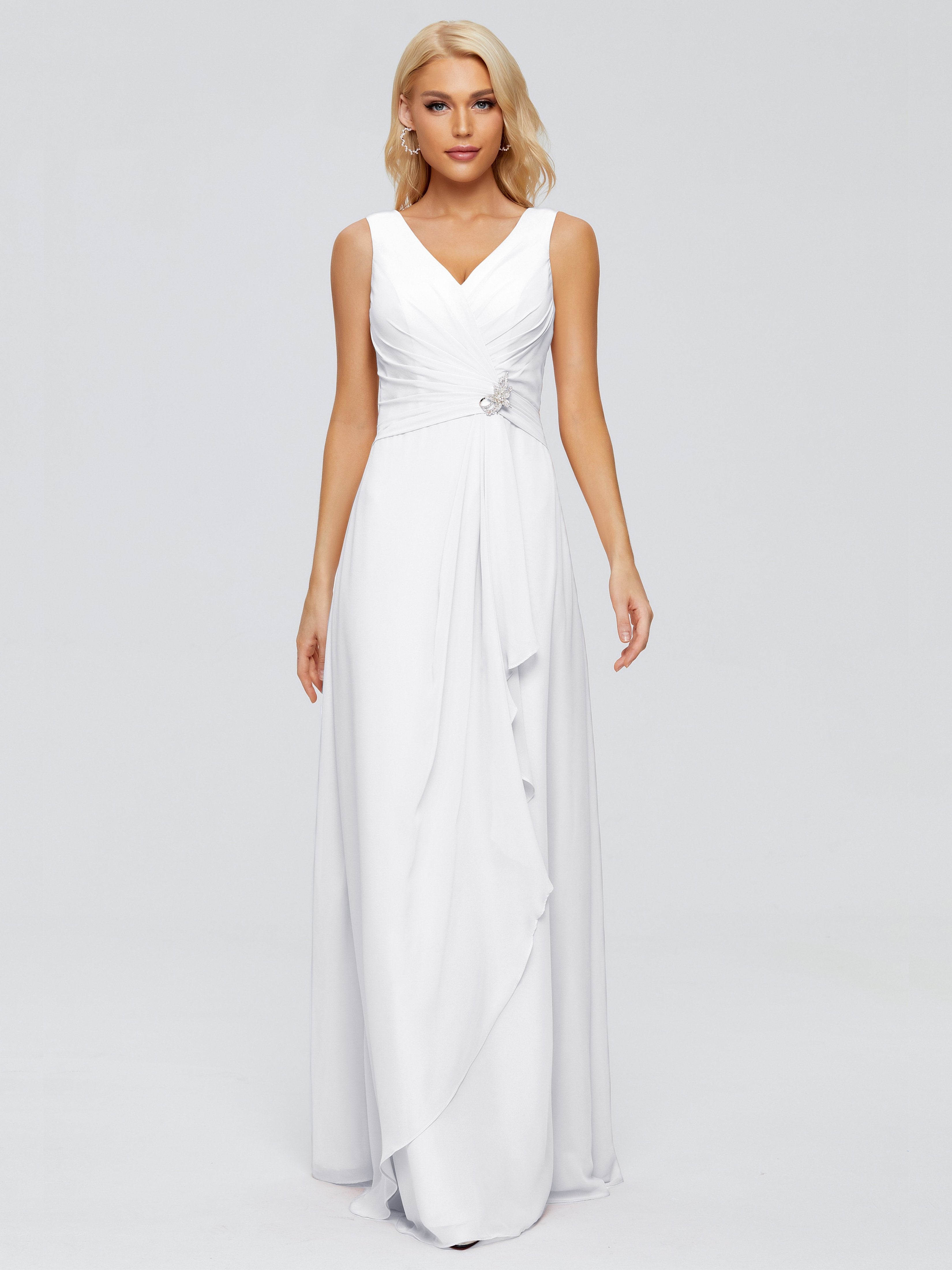 White Bridesmaid Dresses Uk Maria Modern Sheath V Neck Chiffon Bridesm