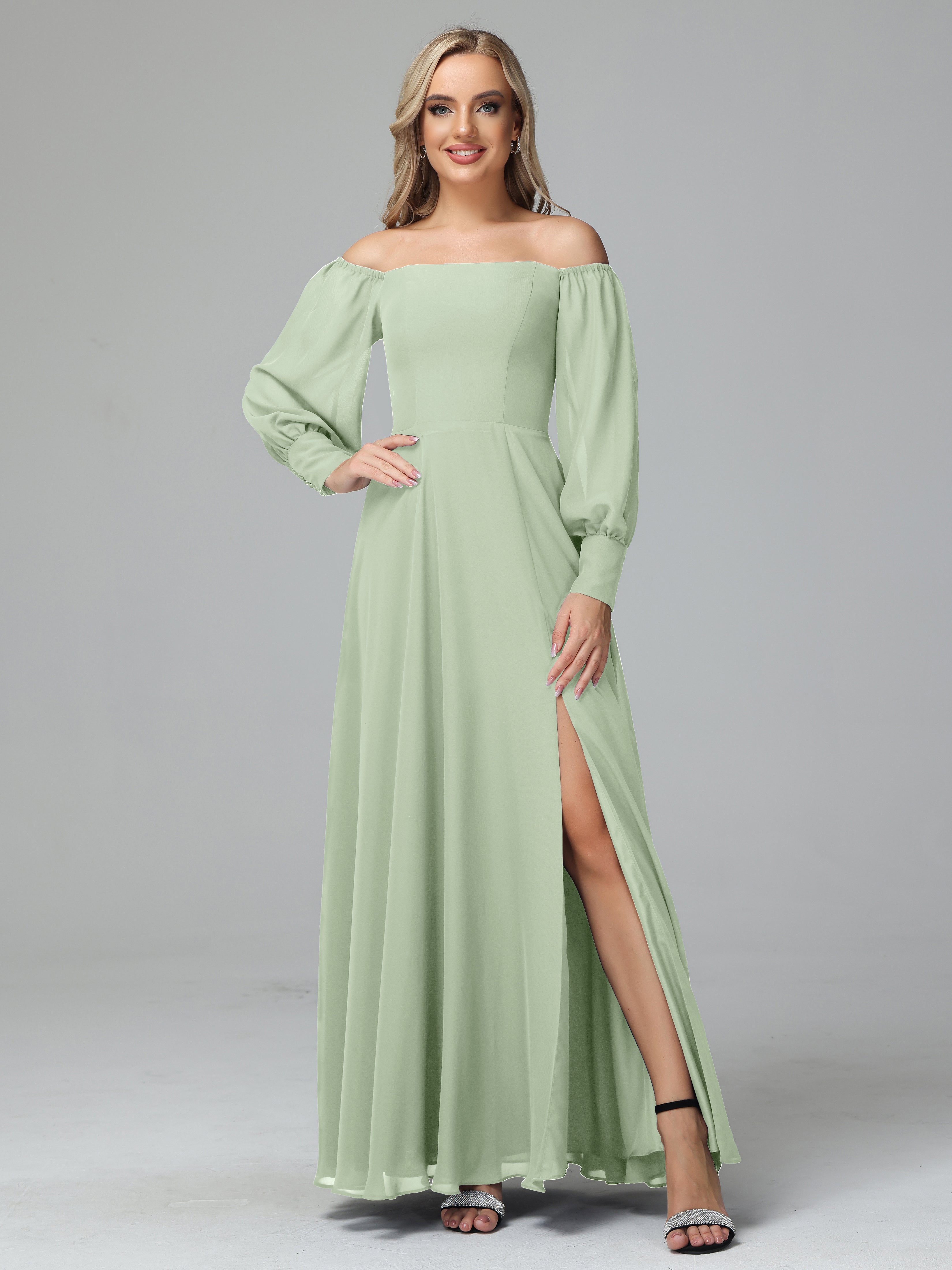 Mirabelle Long Sleeves Off Shoulder Chiffon Bridesmaid Dresses Mirabelle Long Sleeves Off Shoulder Chiffon Bridesmaid Dresses