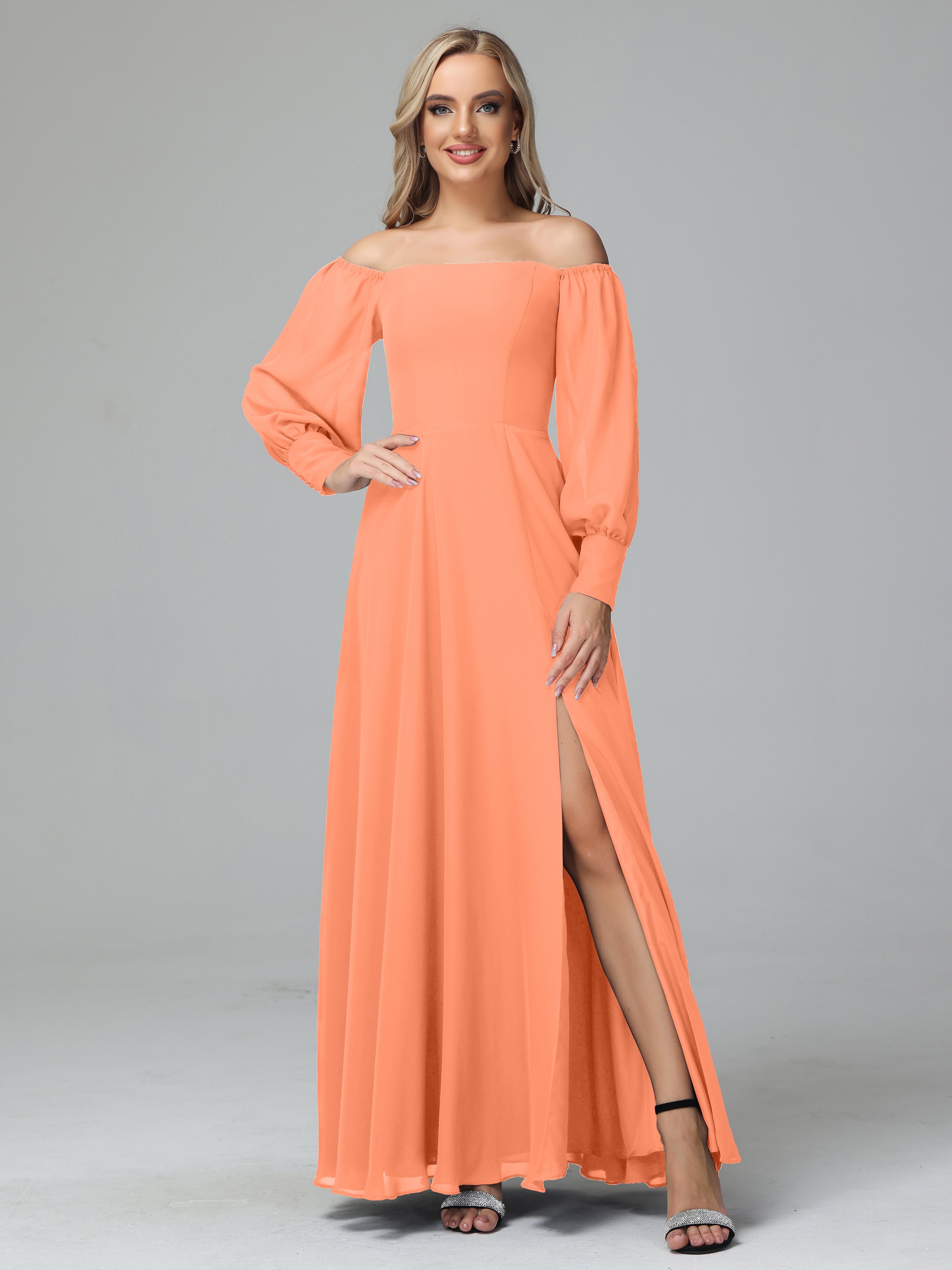 Mirabelle Long Sleeves Off Shoulder Chiffon Bridesmaid Dresses