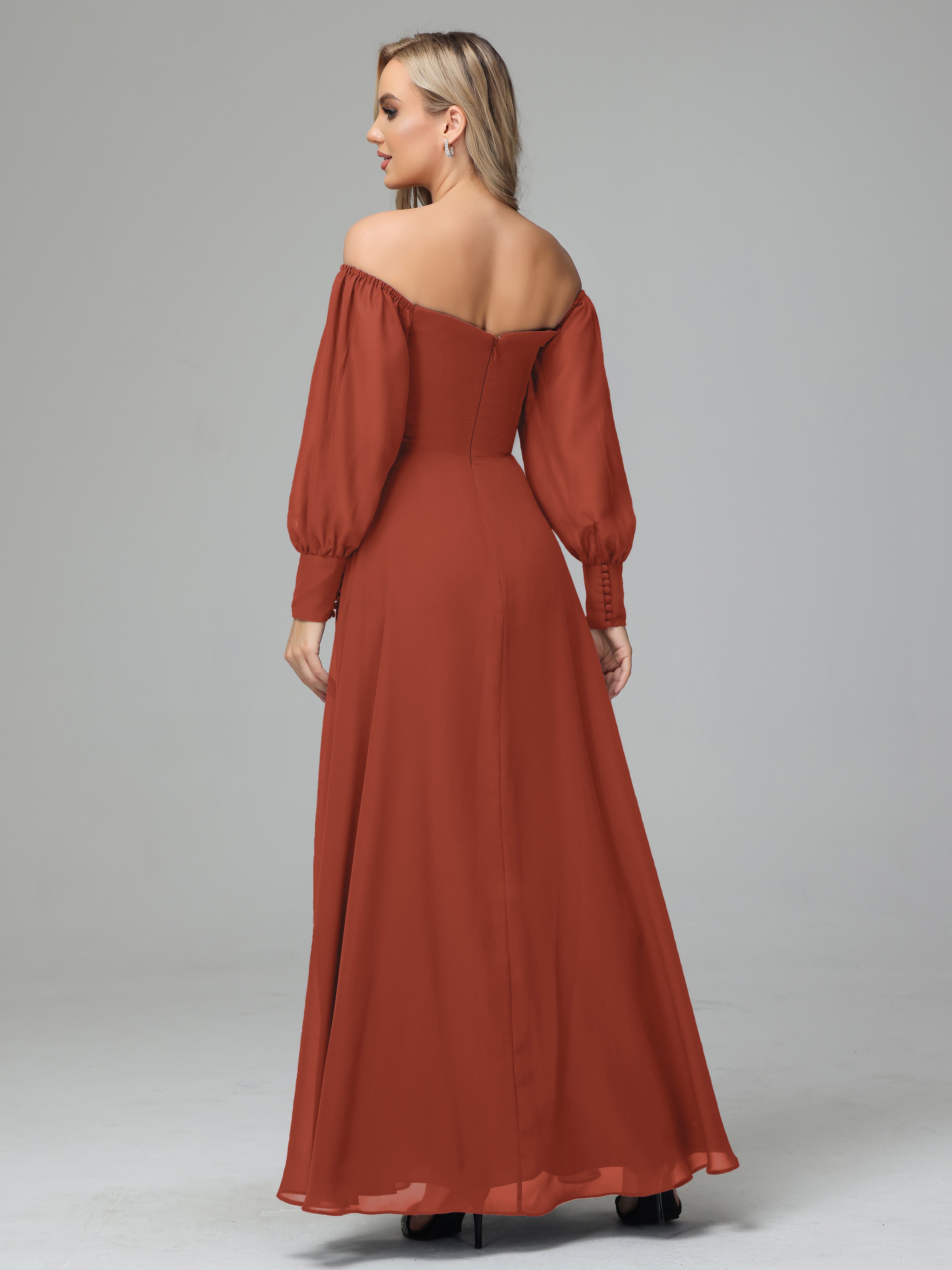 Mirabelle Long Sleeves Off Shoulder Chiffon Bridesmaid Dresses