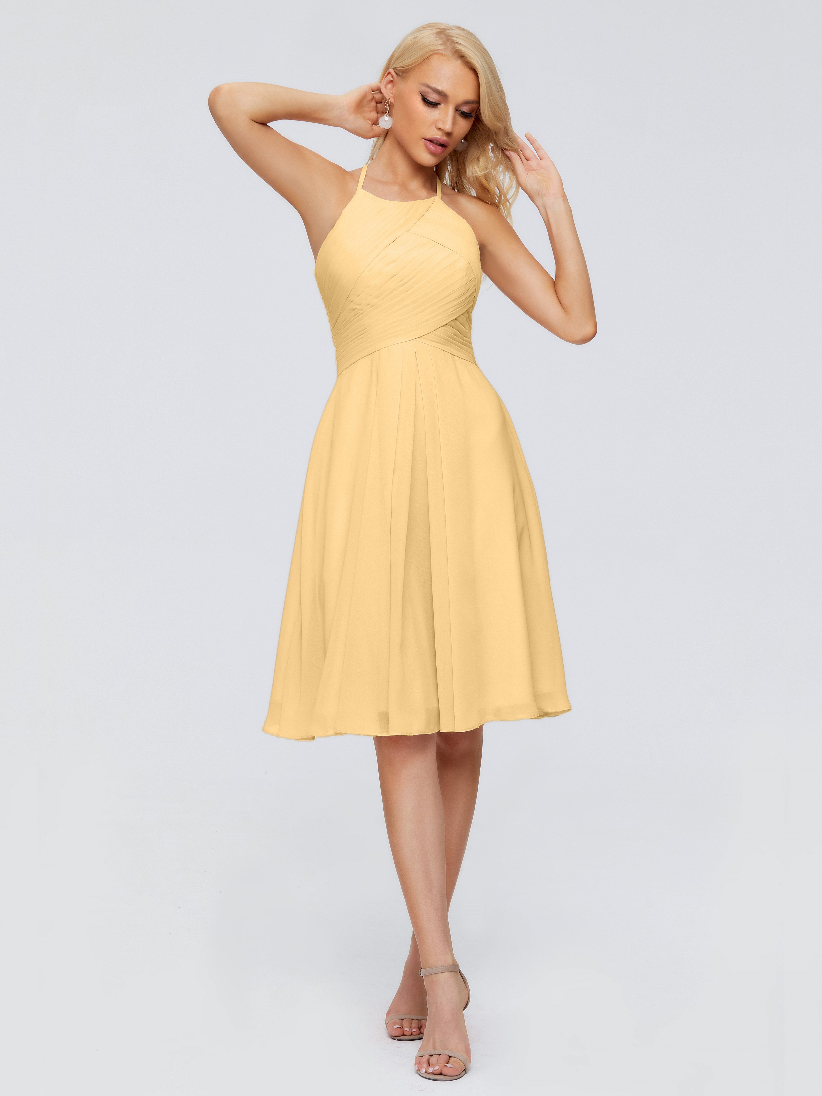 Bridesmaid Dresses Light Gold Knee Length Chiffon Bridesmaid Dresses B Bridesmaid Dresses Light Gold Knee Length Chiffon Bridesmaid Dresses B
