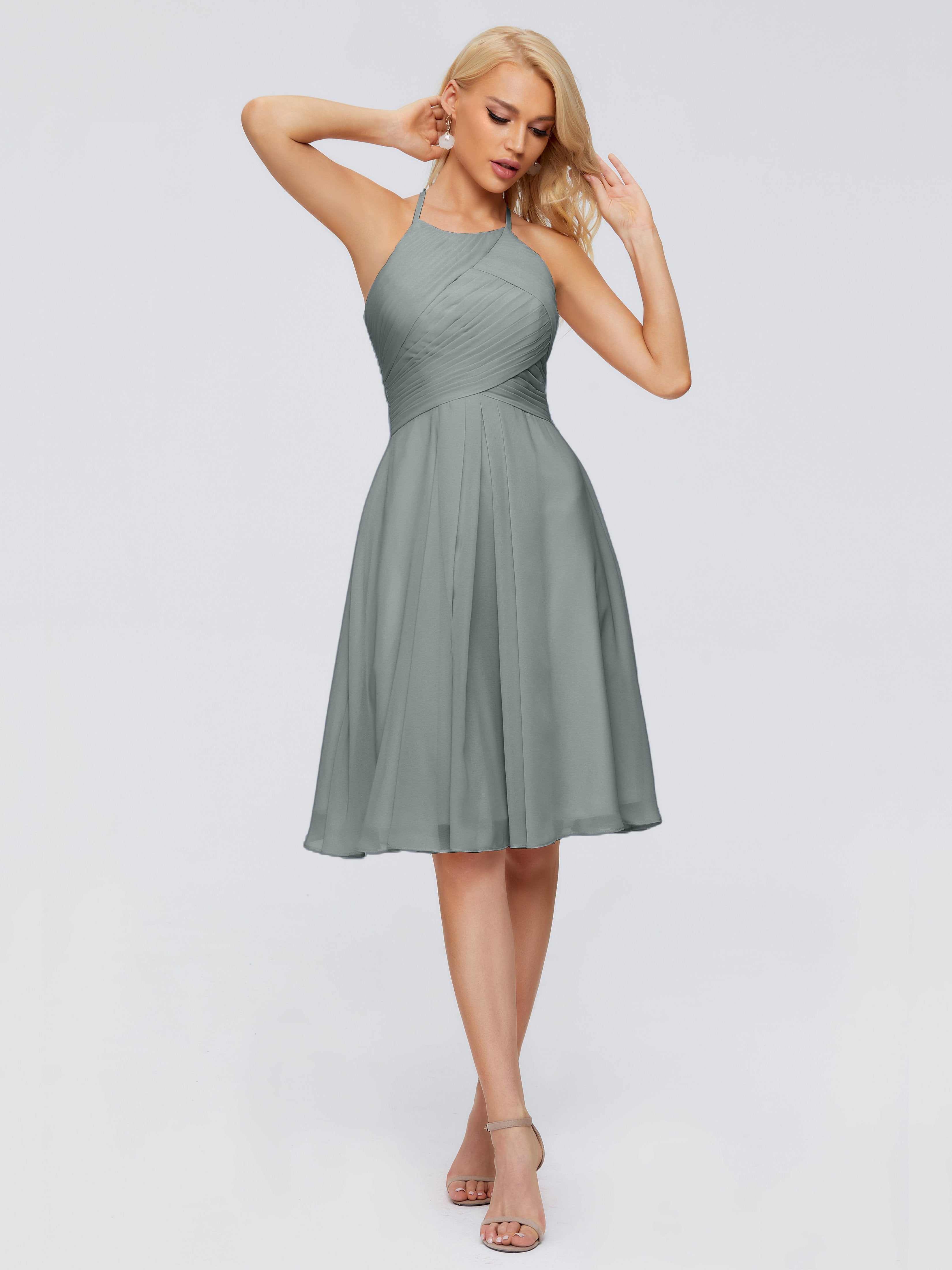 Steel Grey Bridesmaid Dresses Uk Knee Length Chiffon Bridesmaid Dresse Steel Grey Bridesmaid Dresses Uk Knee Length Chiffon Bridesmaid Dresse