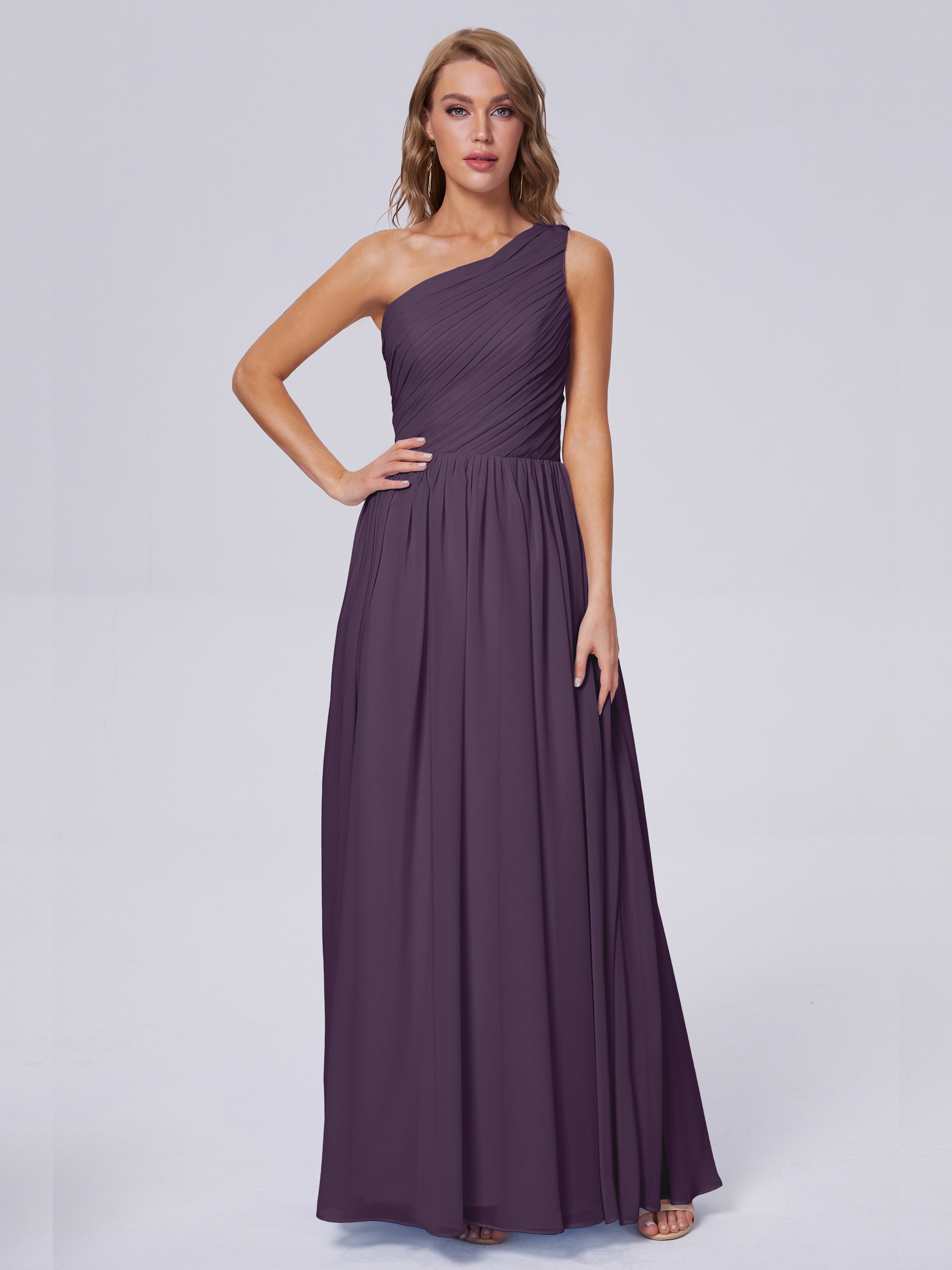 Plum Purple Bridesmaid Dress Paige One Shoulder Chiffon Bridesmaid Dre