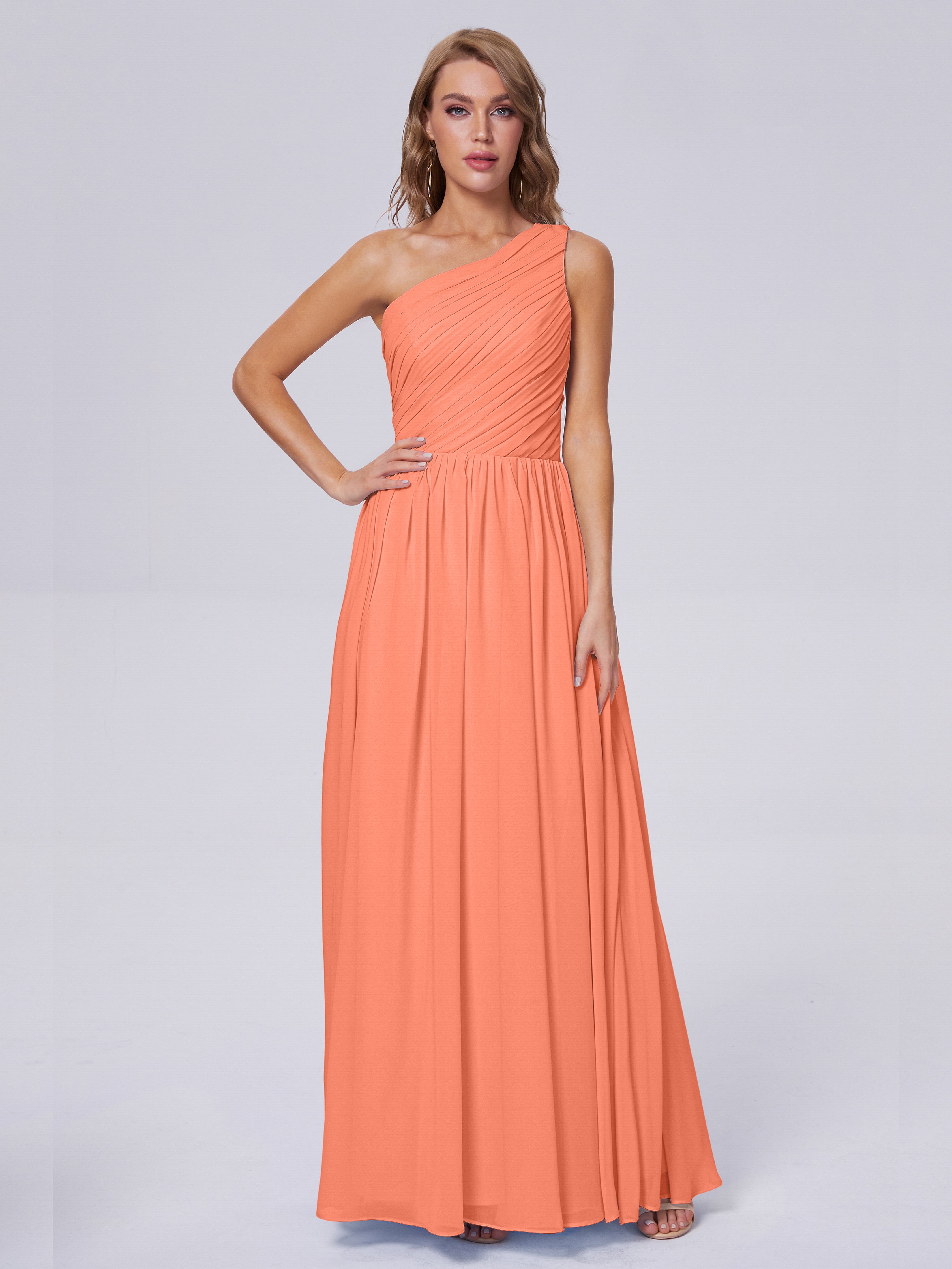 Sunset Color Bridesmaid Dresses Paige One Shoulder Chiffon Bridesmaid
