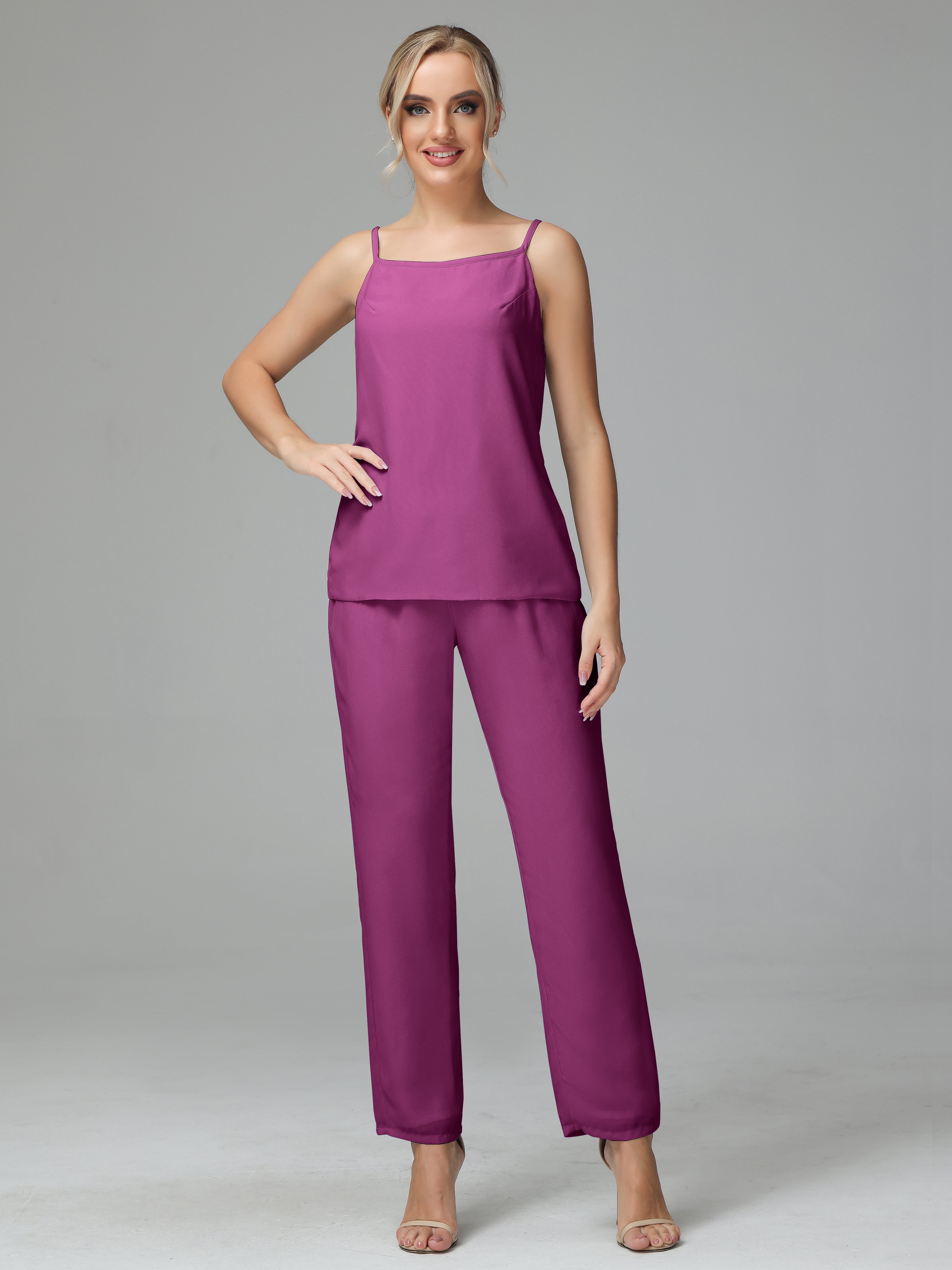 Pantsuit Separates Scoop Floor-Length Chiffon Mother of the Bride Dress