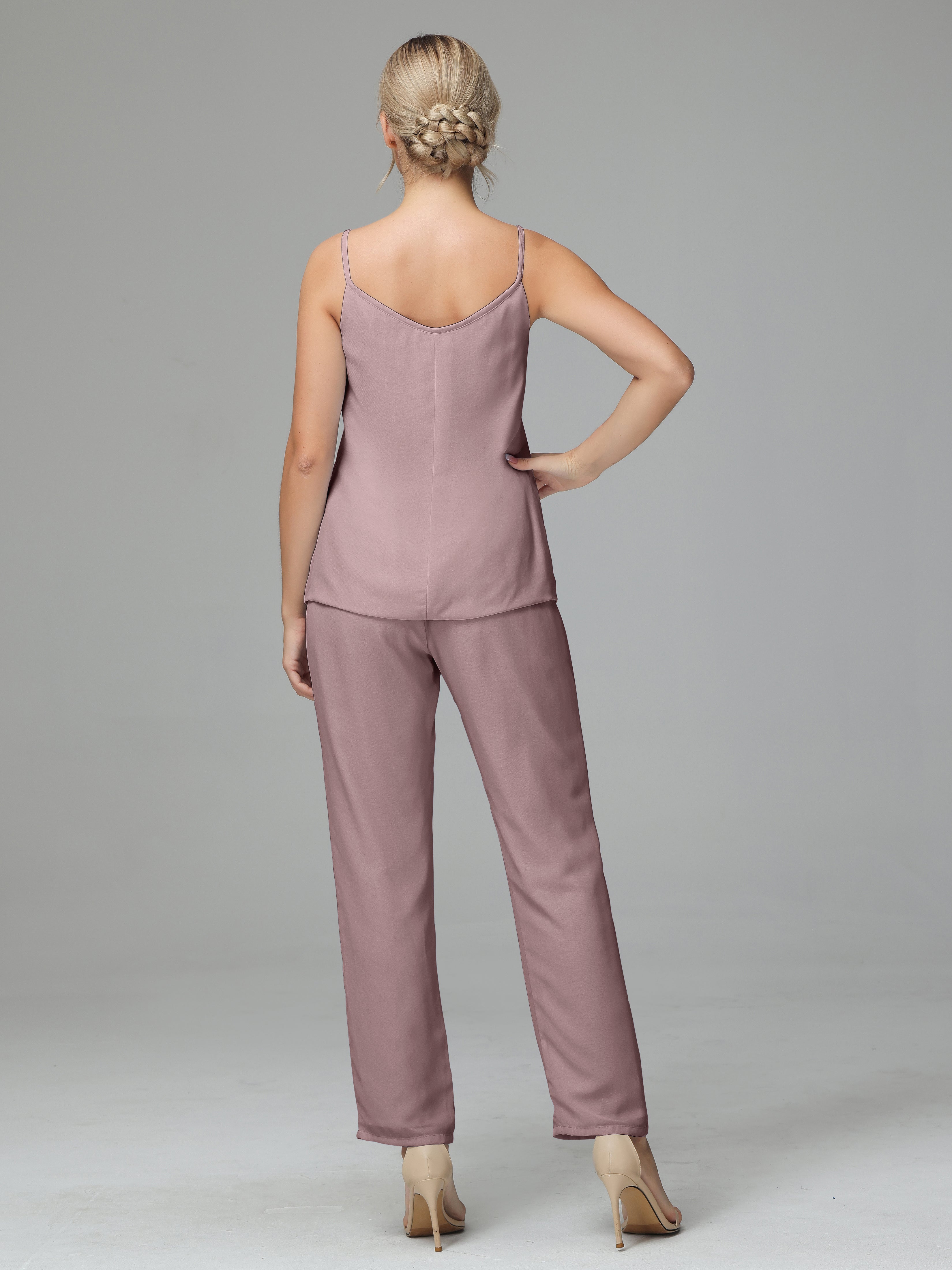 Pantsuit Separates Scoop Floor-Length Chiffon Mother of the Bride Dress