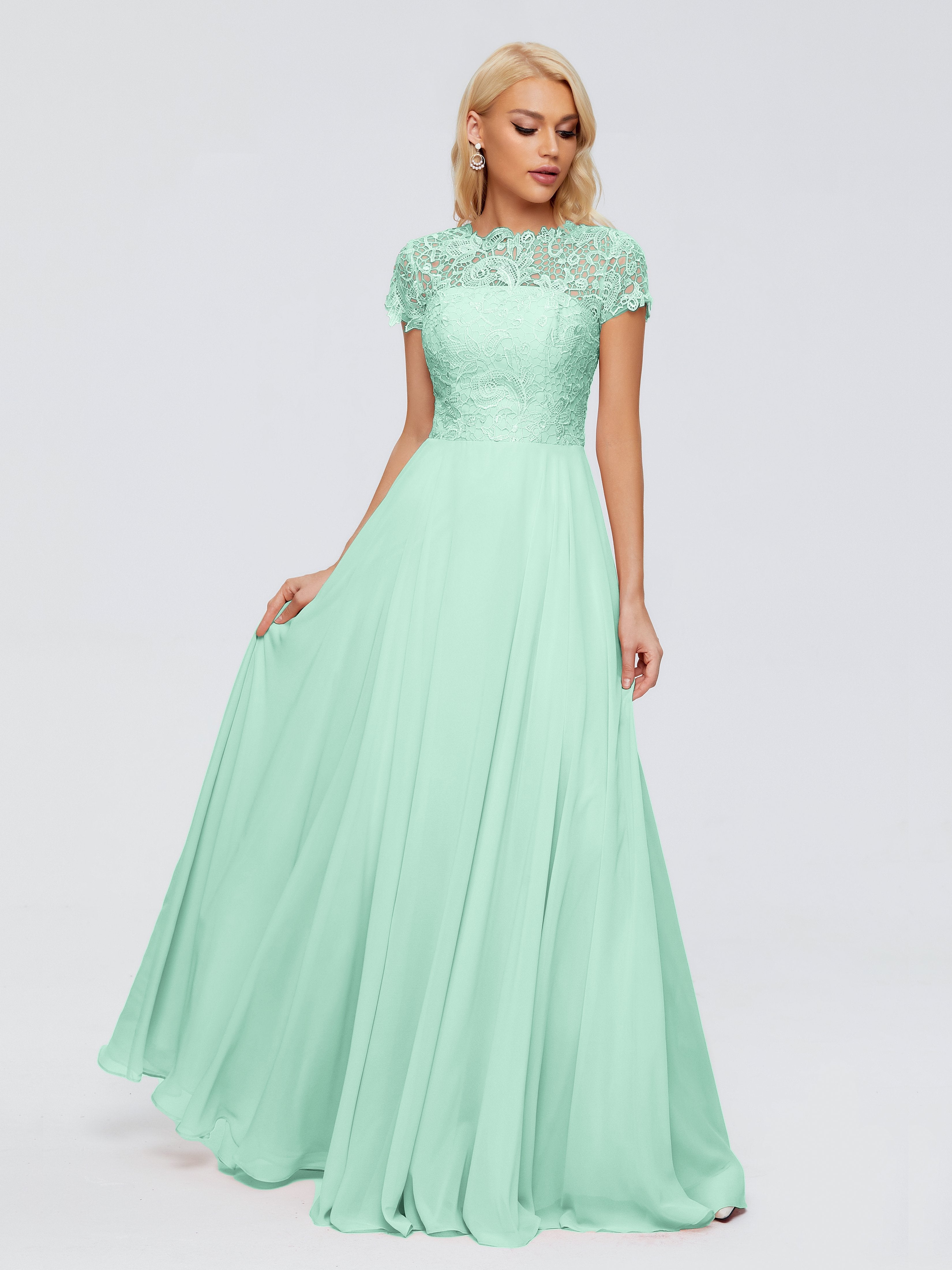 Long Mint Green Bridesmaid Dresses Rose Charming Scoop Chiffon Bridesm Long Mint Green Bridesmaid Dresses Rose Charming Scoop Chiffon Bridesm