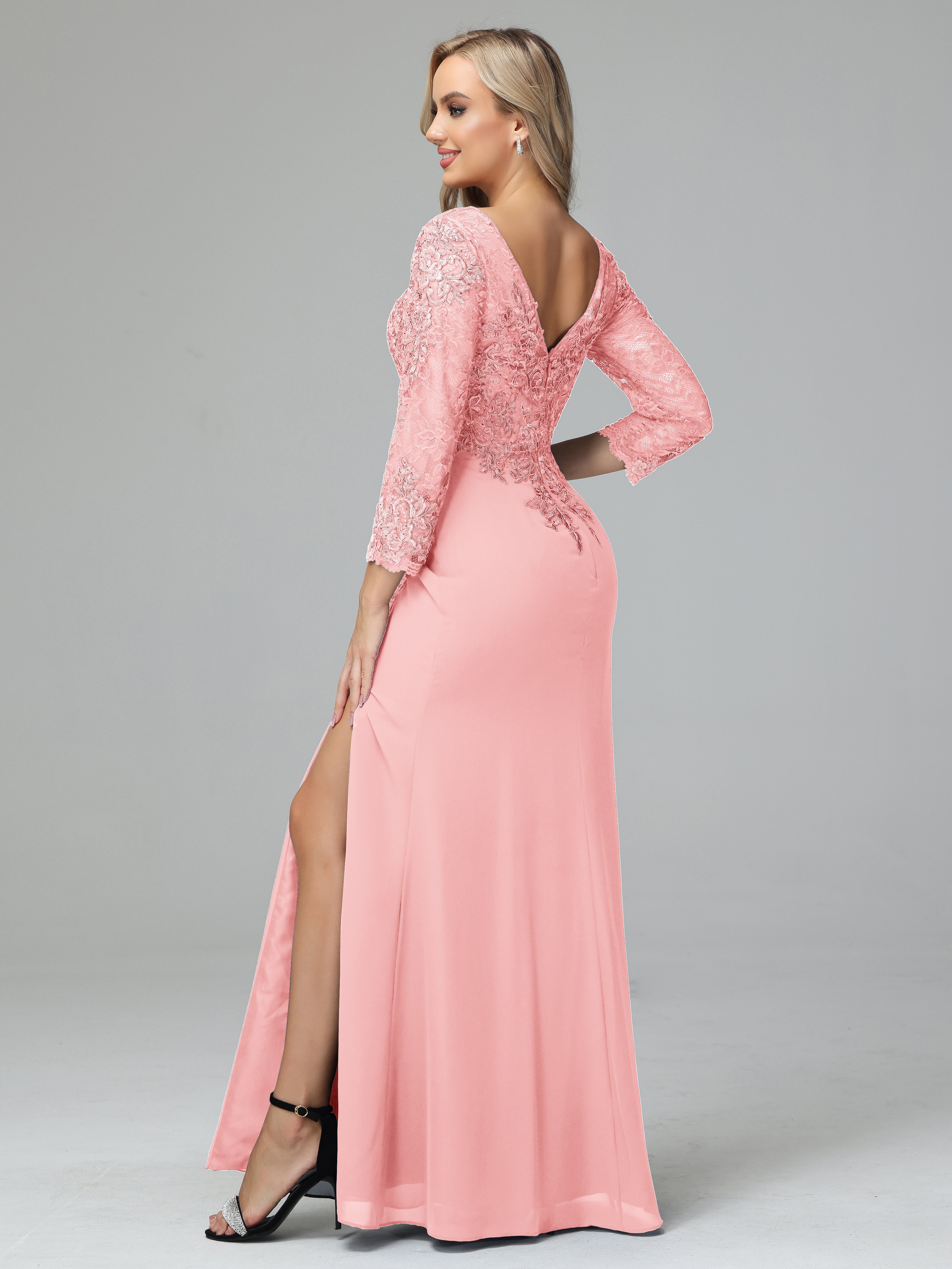 Round Neck Chiffon Mother of the Bride Dress With Split