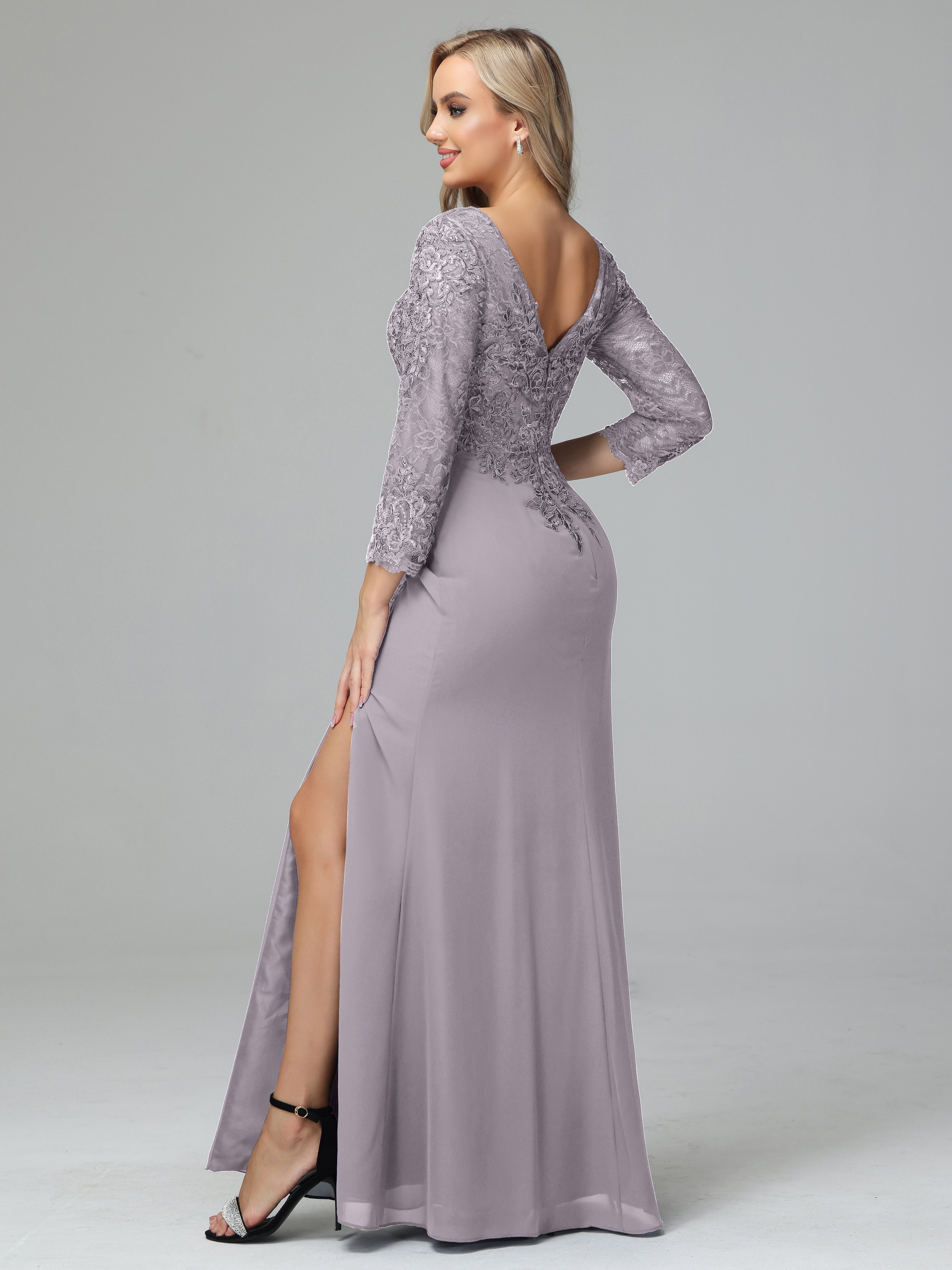Round Neck Chiffon Mother of the Bride Dress With Split