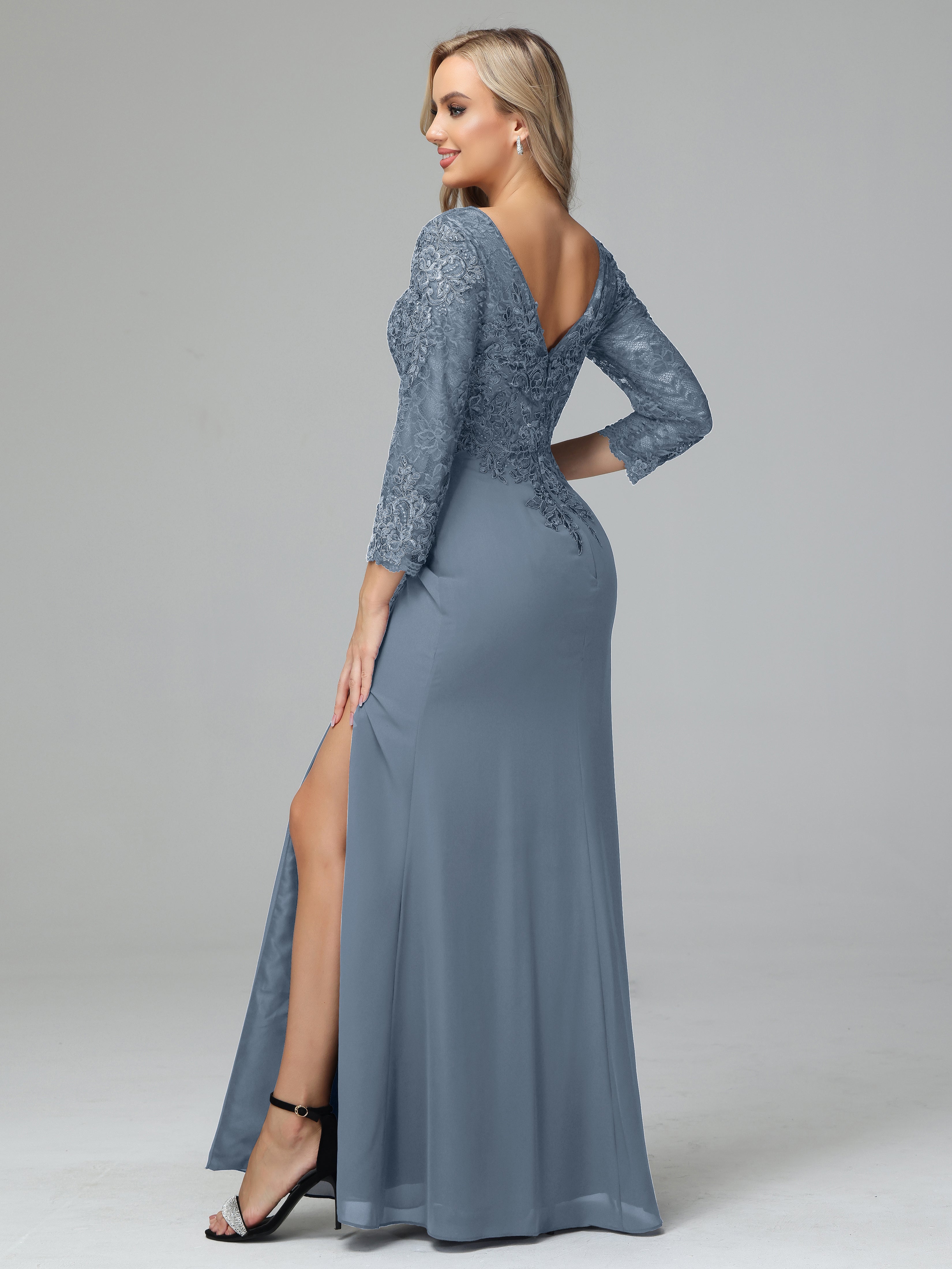 Round Neck Chiffon Mother of the Bride Dress With Split