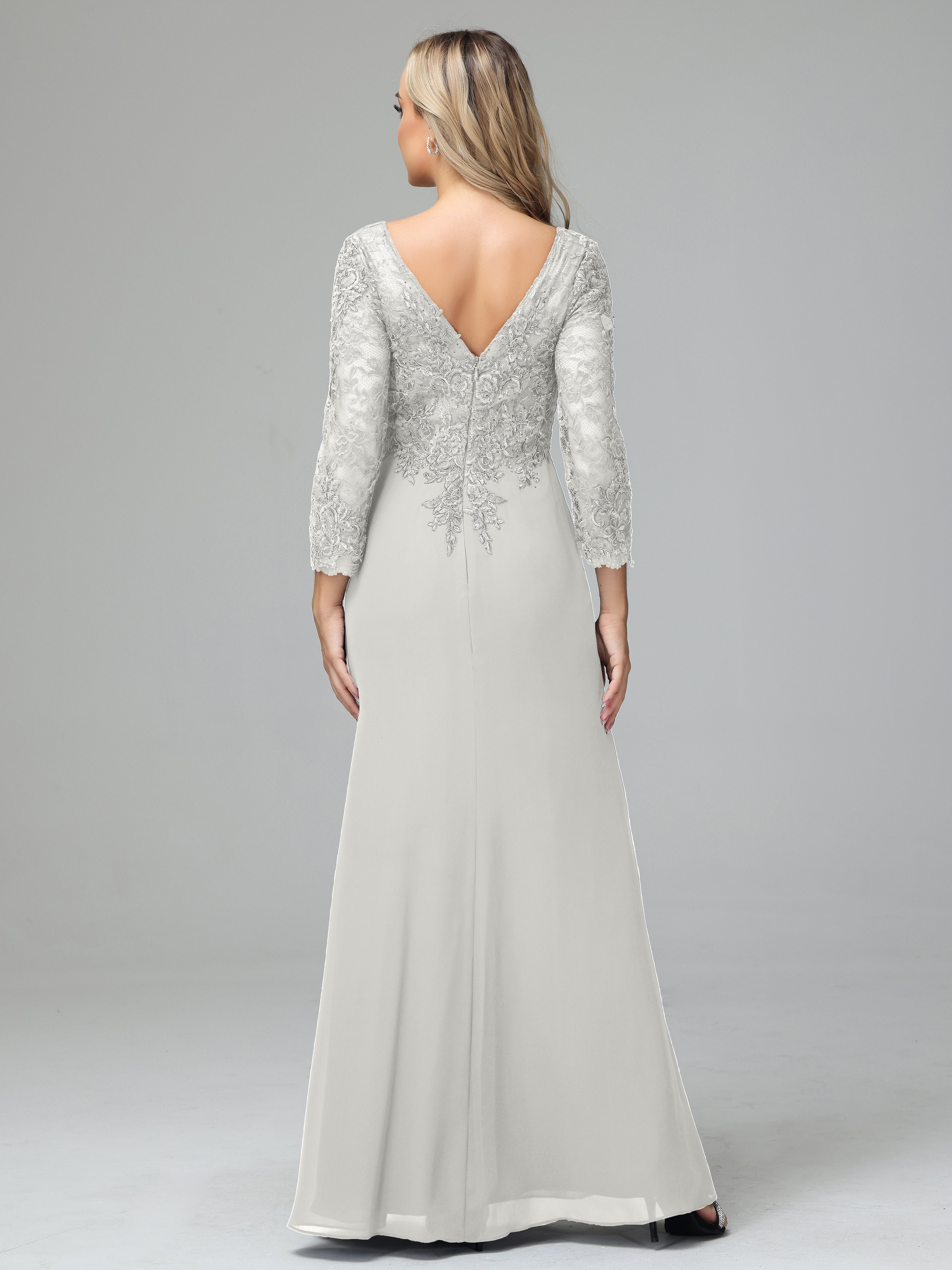 Round Neck Chiffon Mother of the Bride Dress With Split