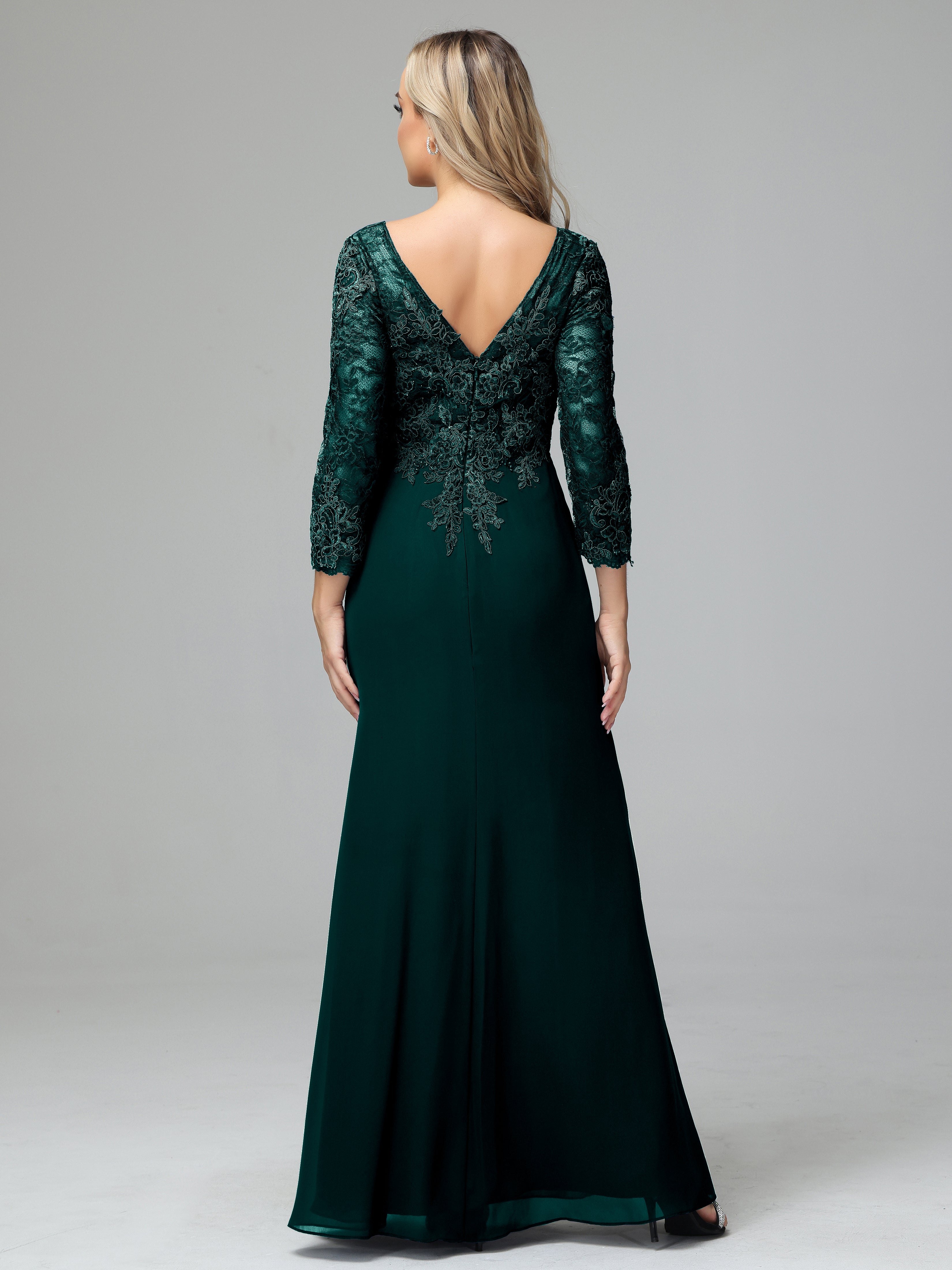 Round Neck Chiffon Mother of the Bride Dress With Split