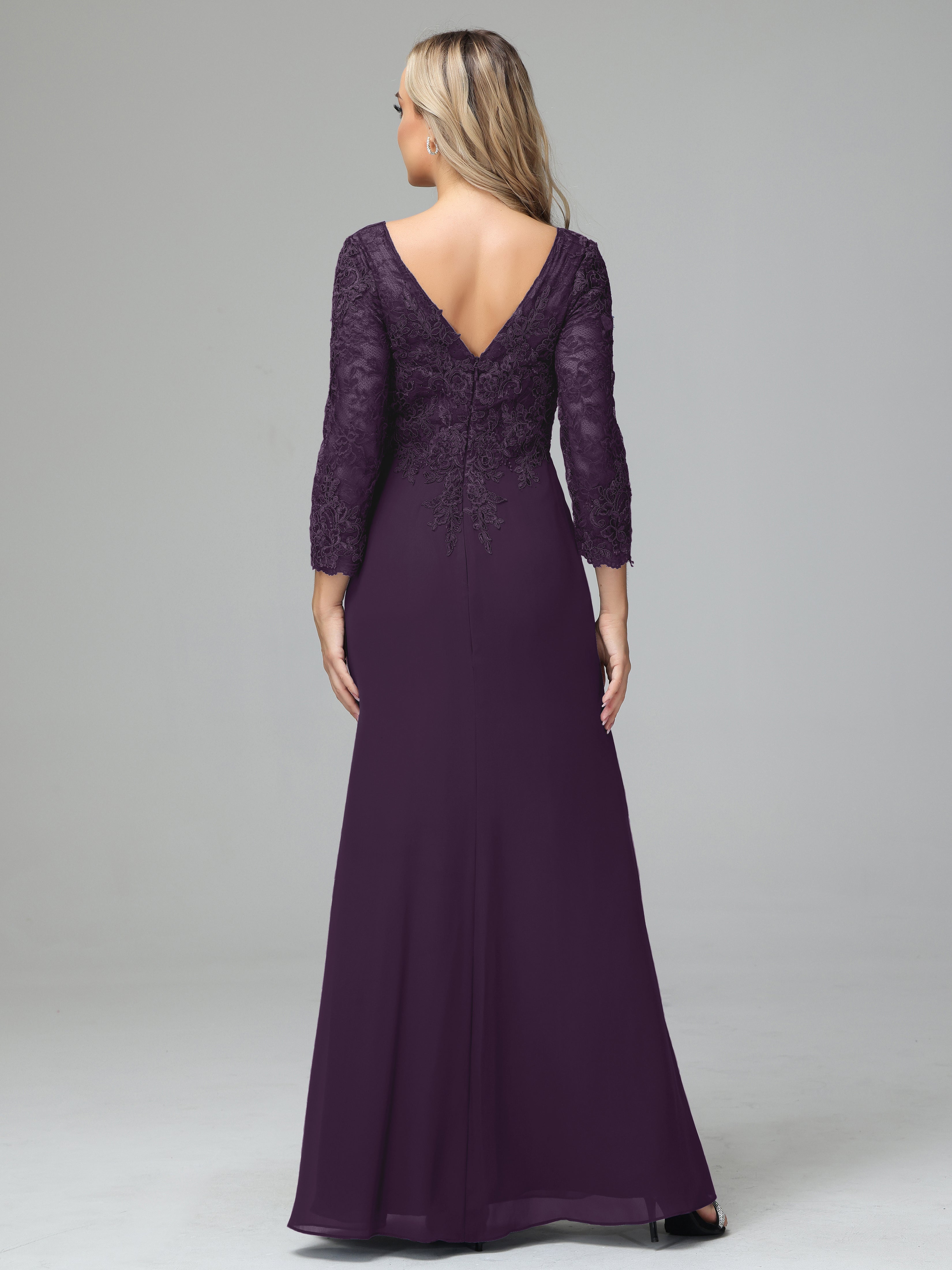 Round Neck Chiffon Mother of the Bride Dress With Split