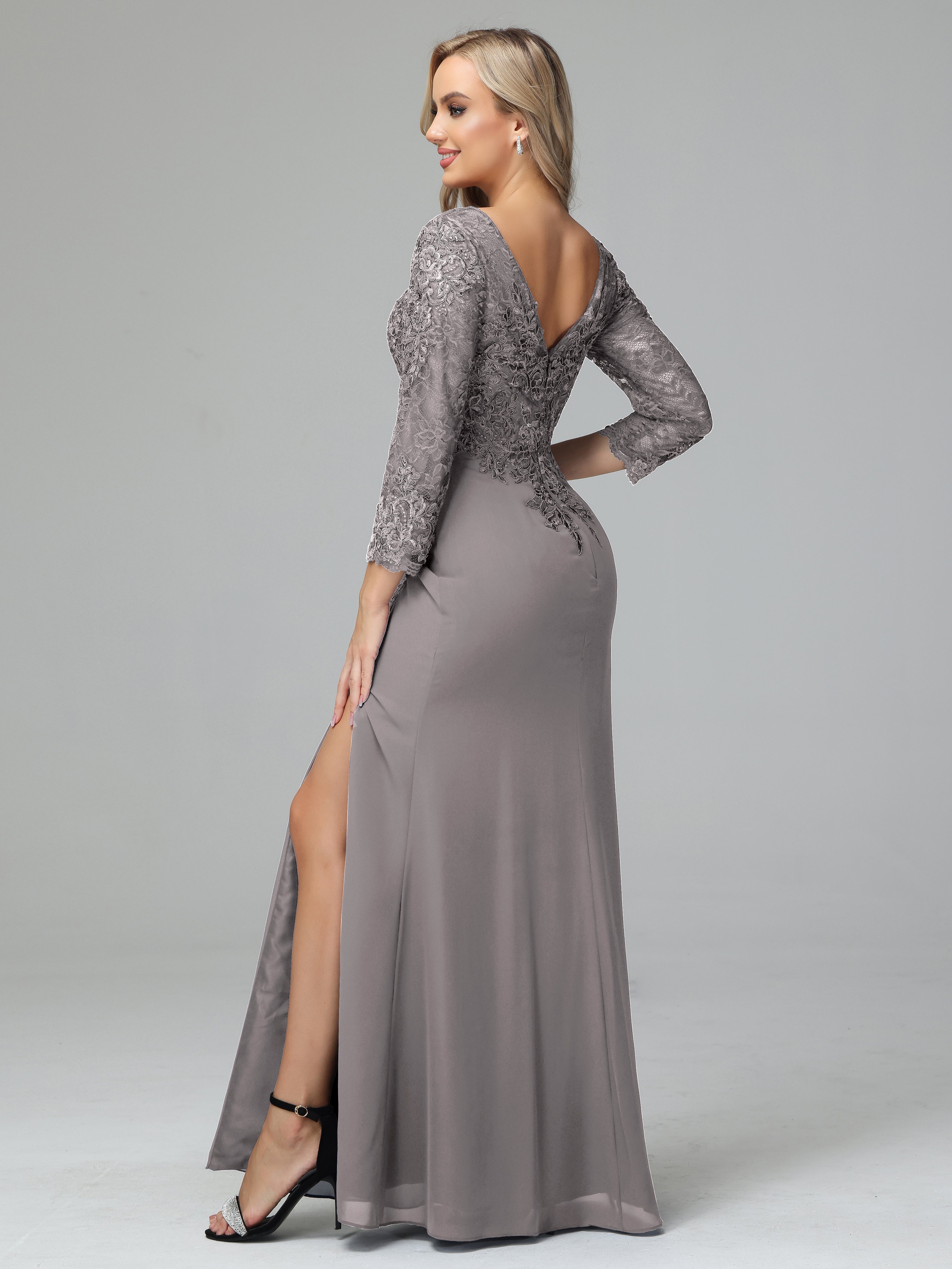 Round Neck Chiffon Mother of the Bride Dress With Split