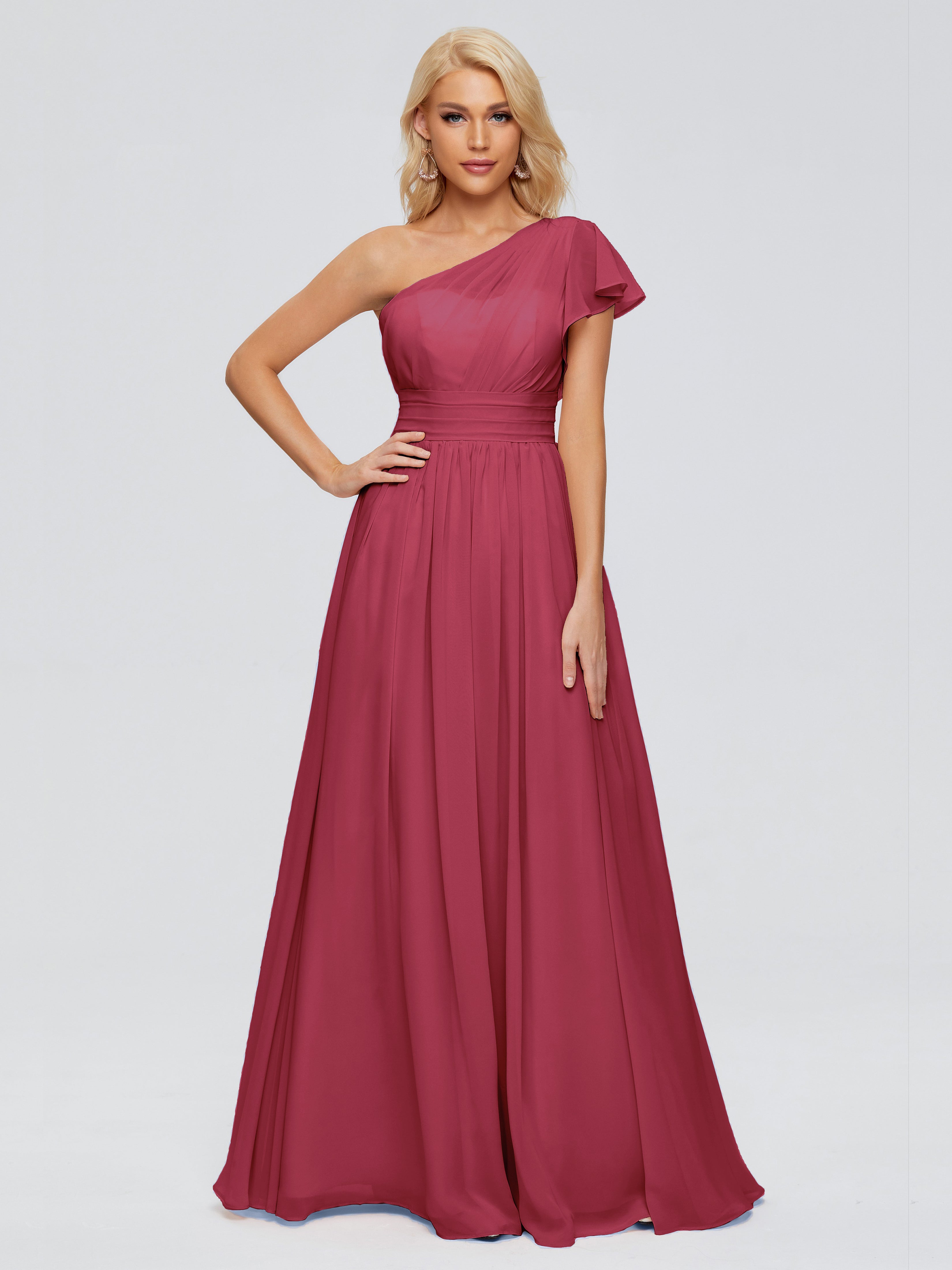 Cinnamon Rose Bridesmaid Dress Rylee Gorgeous One Shoulder Pleated Chi