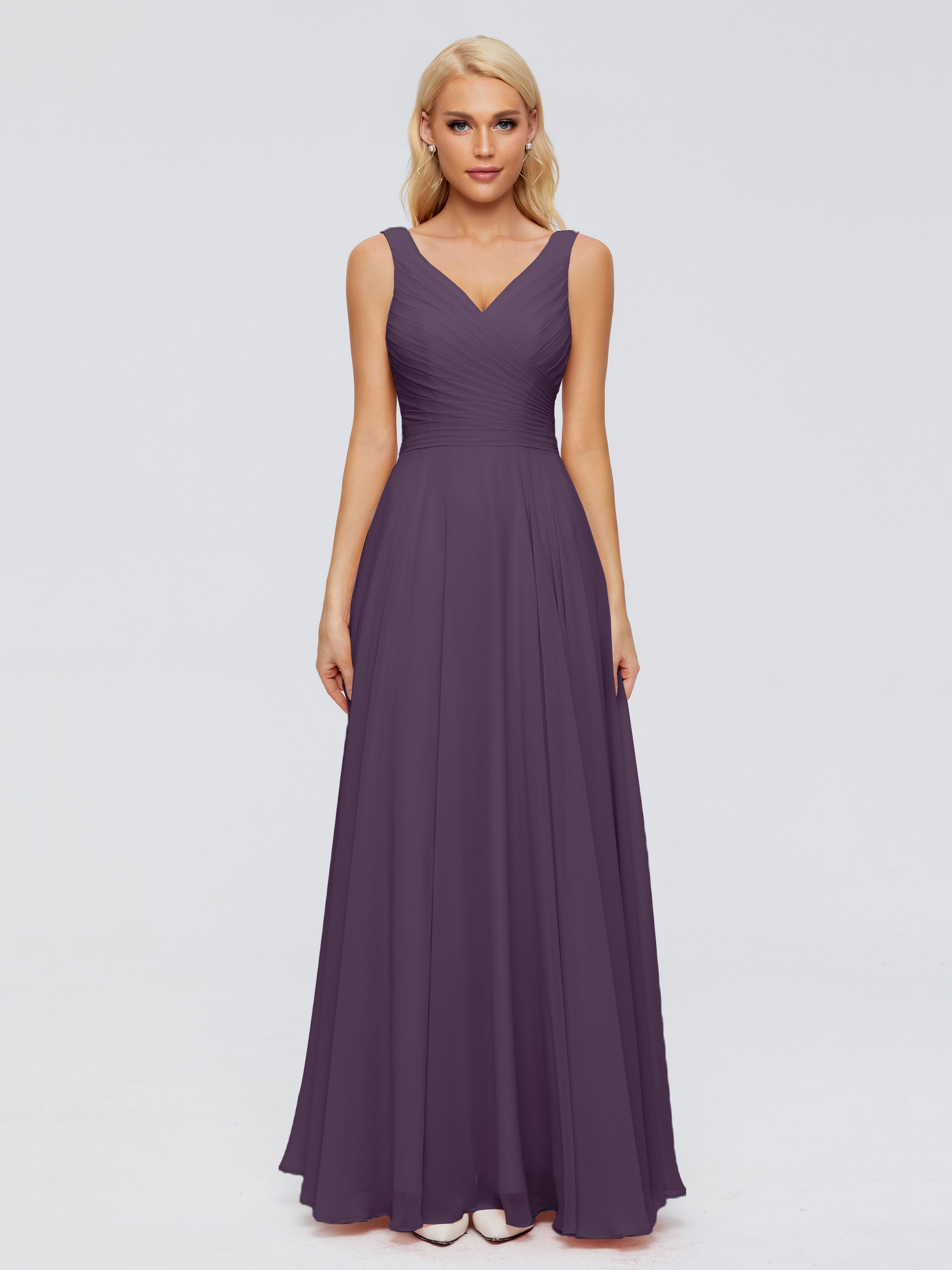 Plum Bridesmaids Dresses Ryleigh Flowy Chiffon Bridesmaid Dresses With