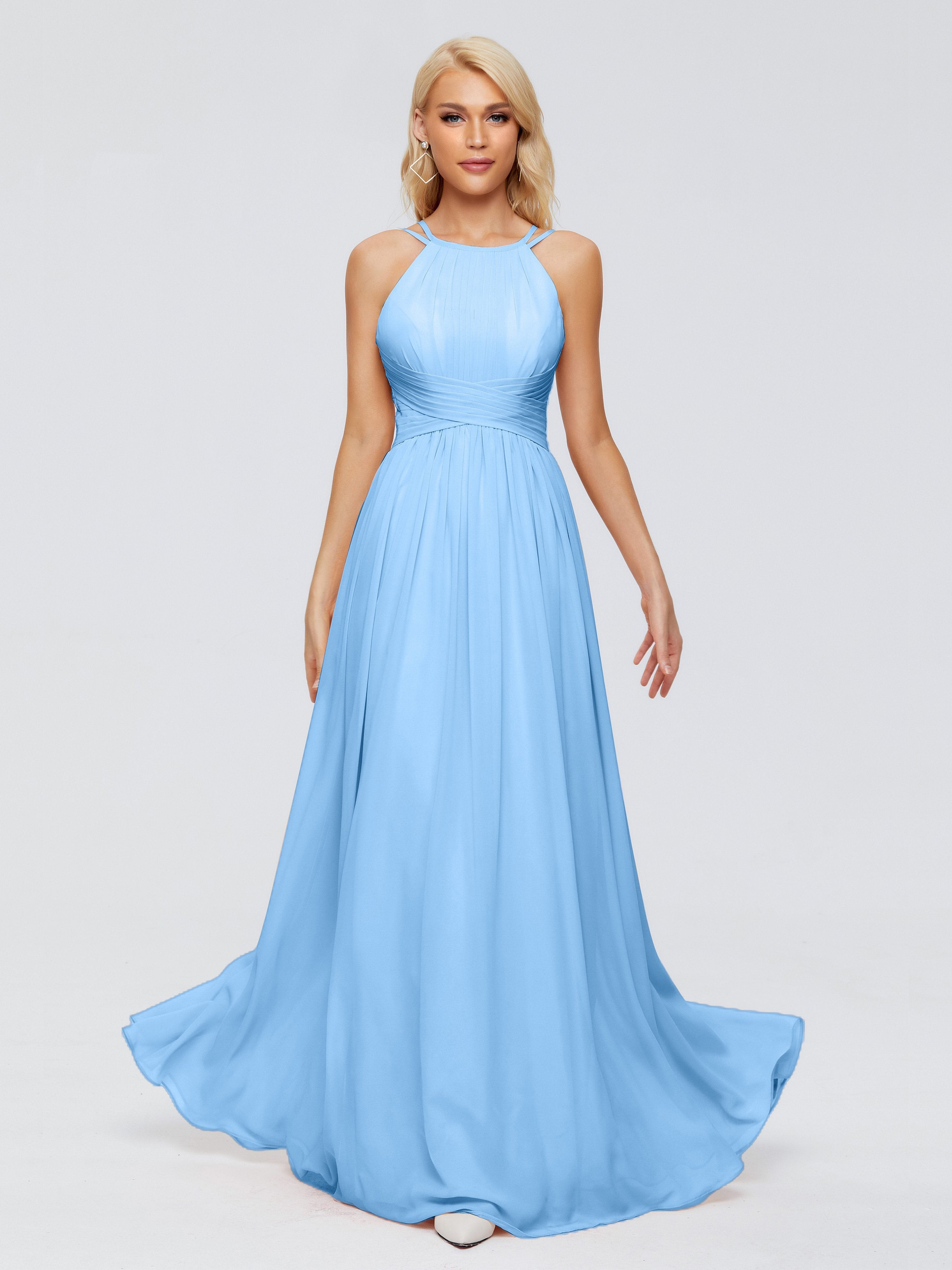 Blue Bridesmaid Dresses Sara Modest Ruched Chiffon Bridesmaid Dresses Blue Bridesmaid Dresses Sara Modest Ruched Chiffon Bridesmaid Dresses