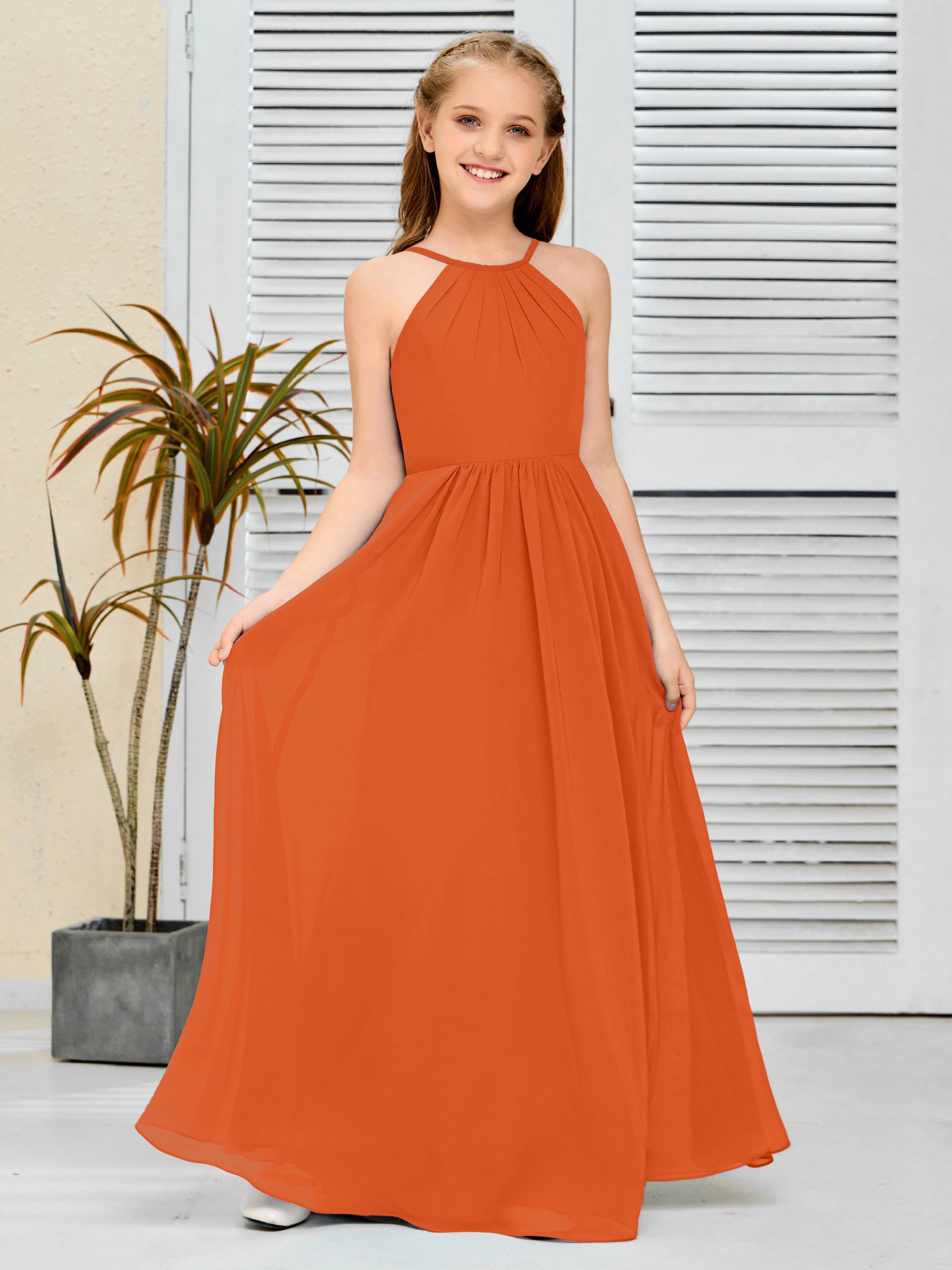 Simple Spaghetti Straps Chiffon Junior Bridesmaid Dress Simple Spaghetti Straps Chiffon Junior Bridesmaid Dress