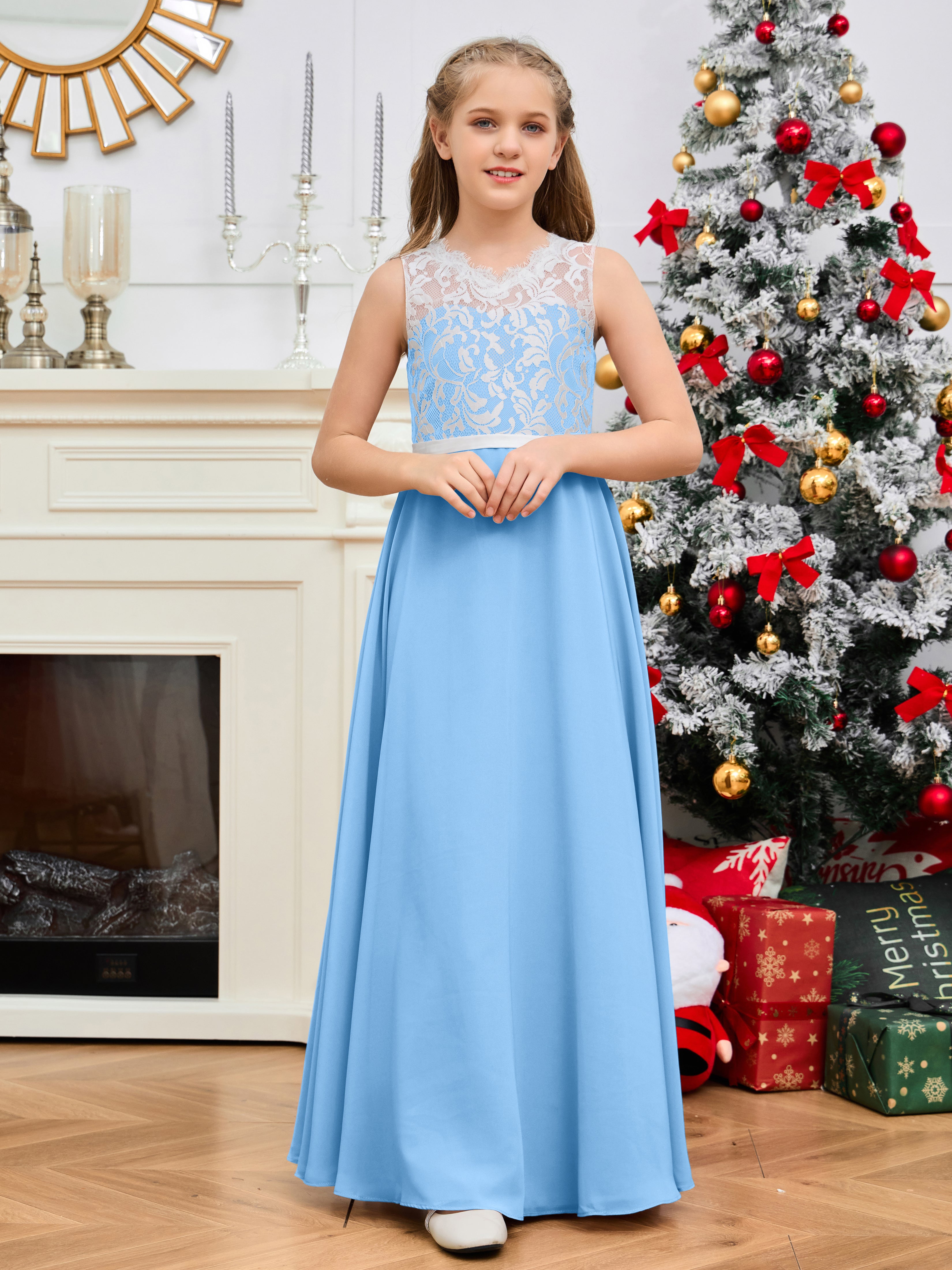 Sleeveless Lace Junior Bridesmaid Dress