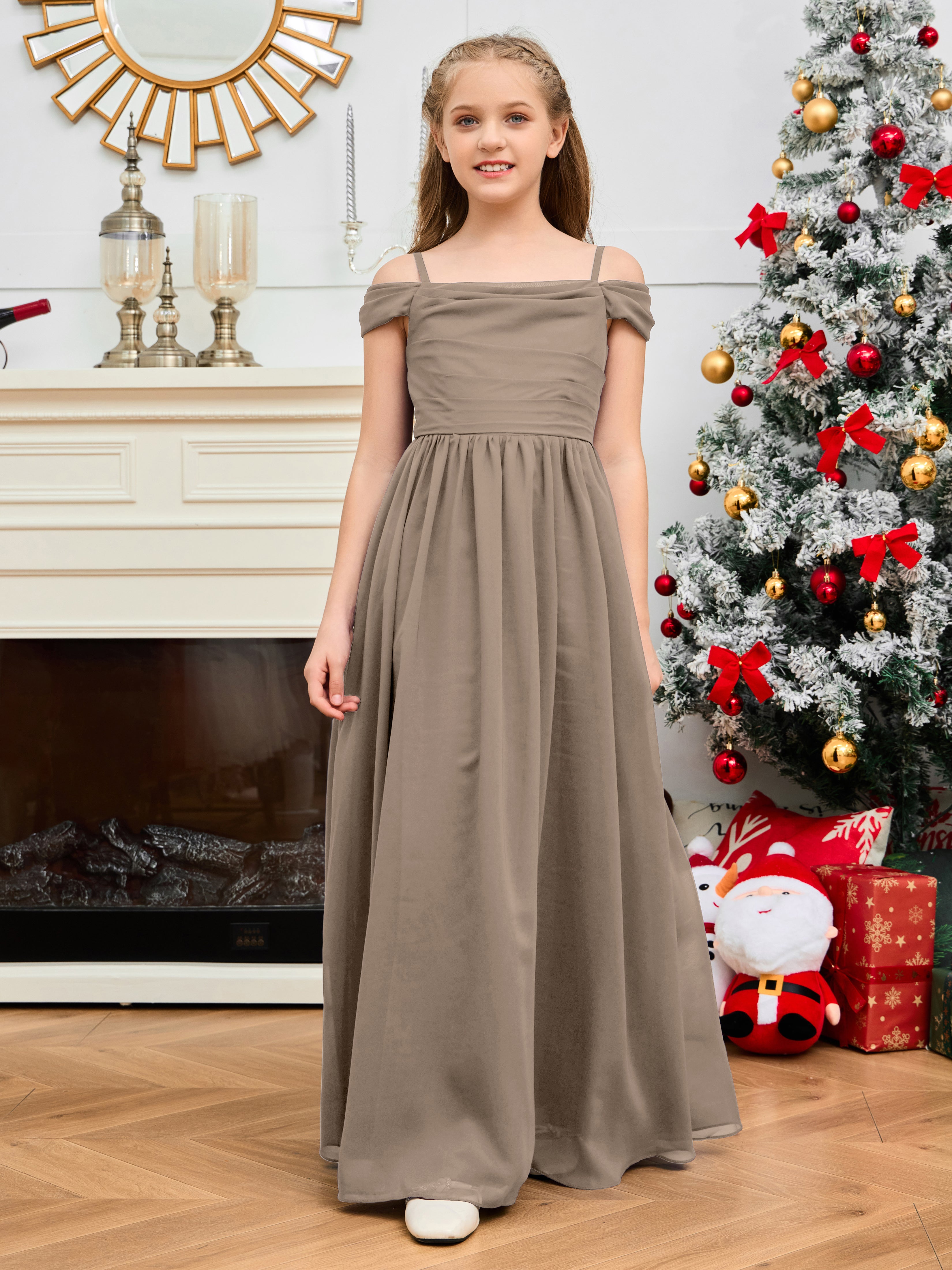 Spaghetti Straps Chiffon Junior Bridesmaid Dress