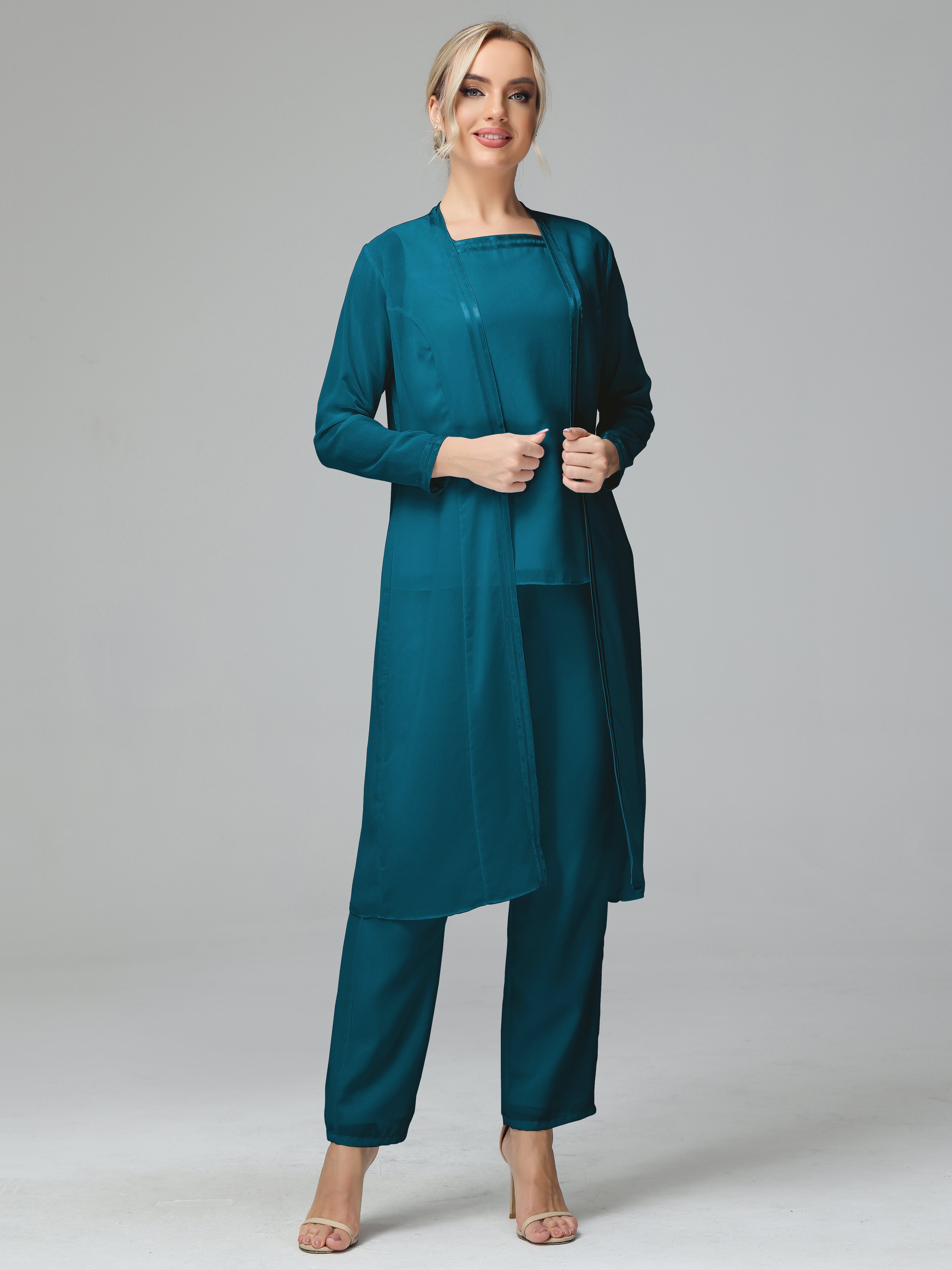 Special Long Sleeves Chiffon Mother Of The Bride Dress Pants Suits