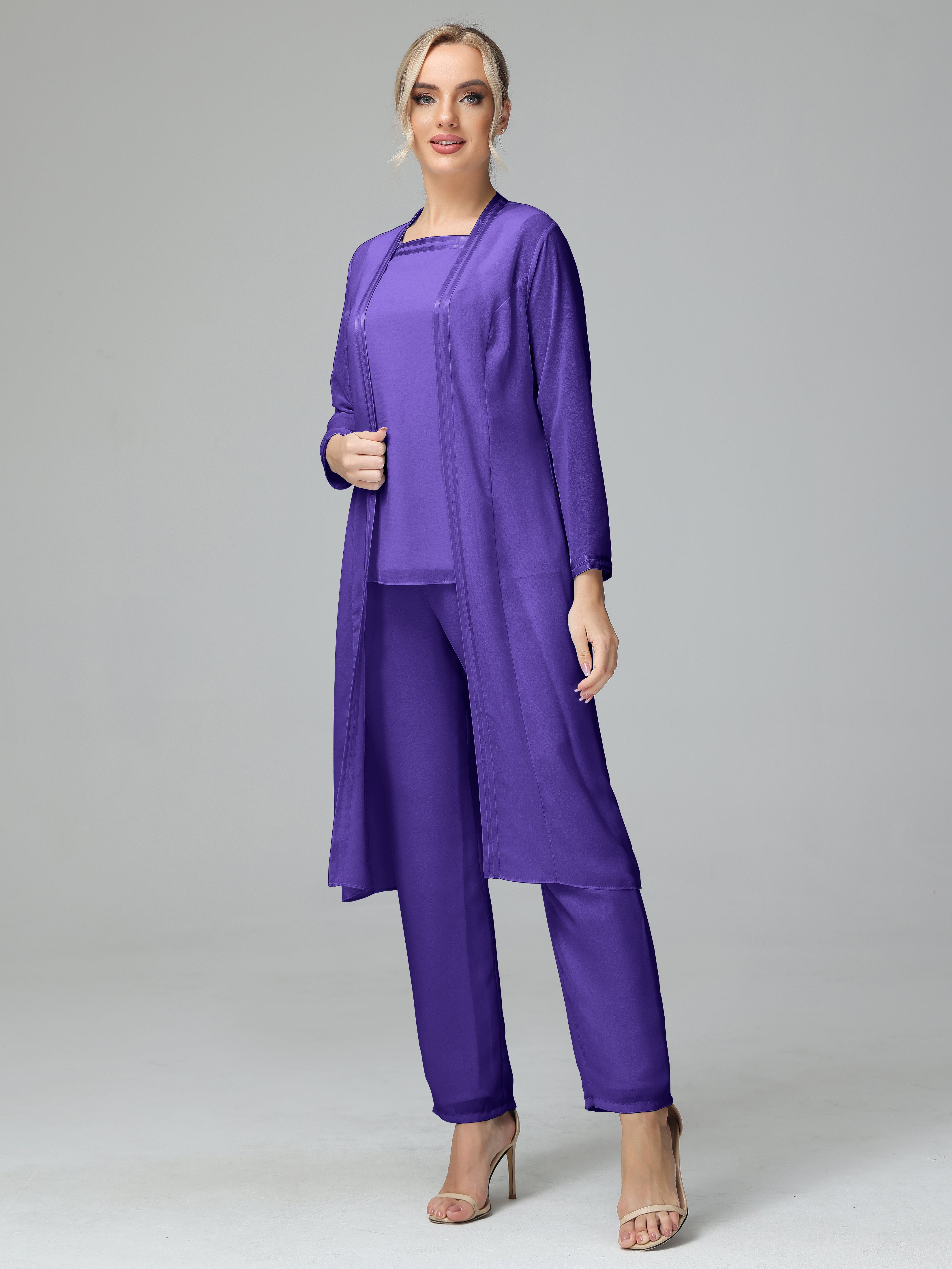 Special Long Sleeves Chiffon Mother Of The Bride Dress Pants Suits