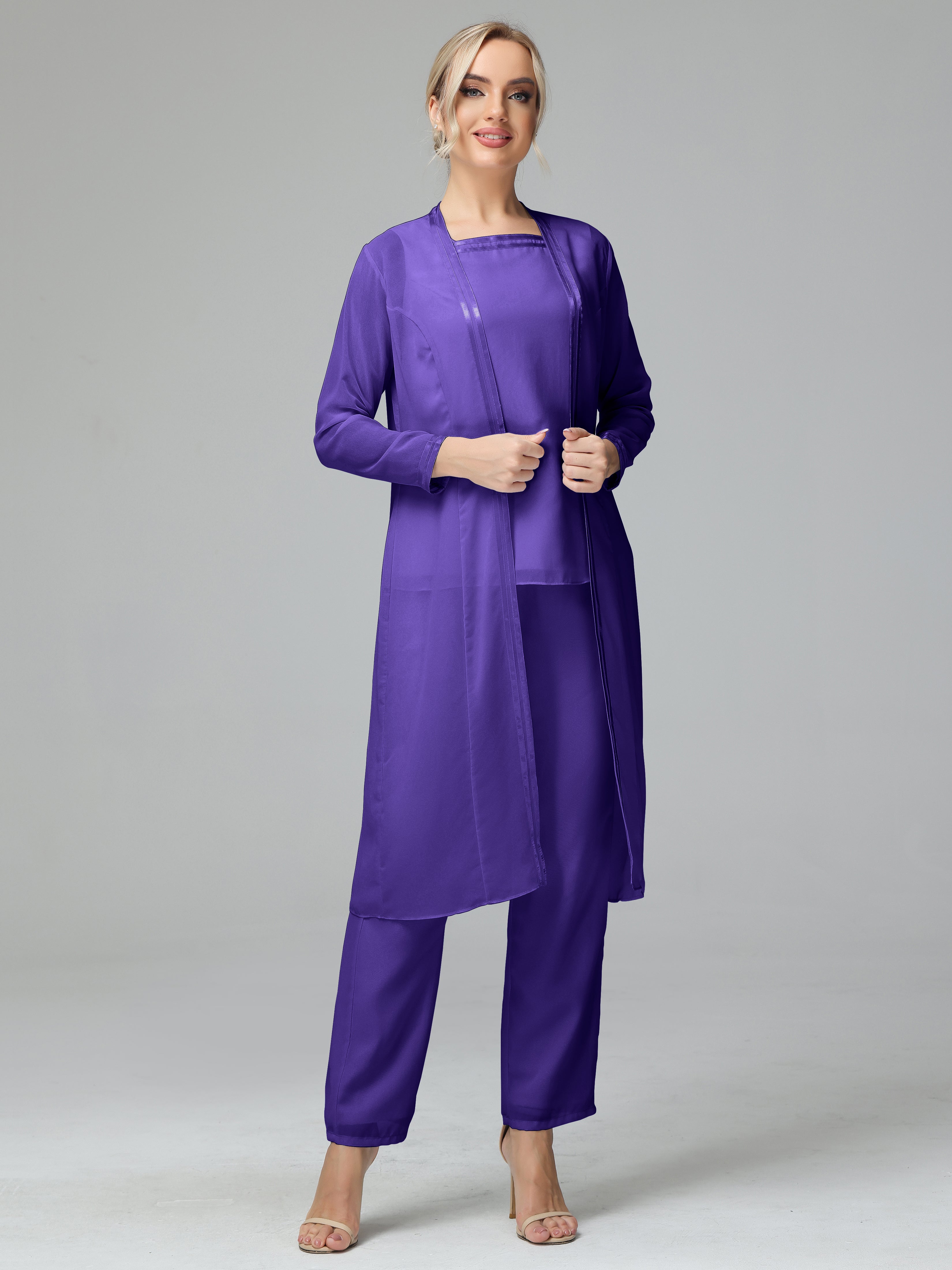 Special Long Sleeves Chiffon Mother Of The Bride Dress Pants Suits