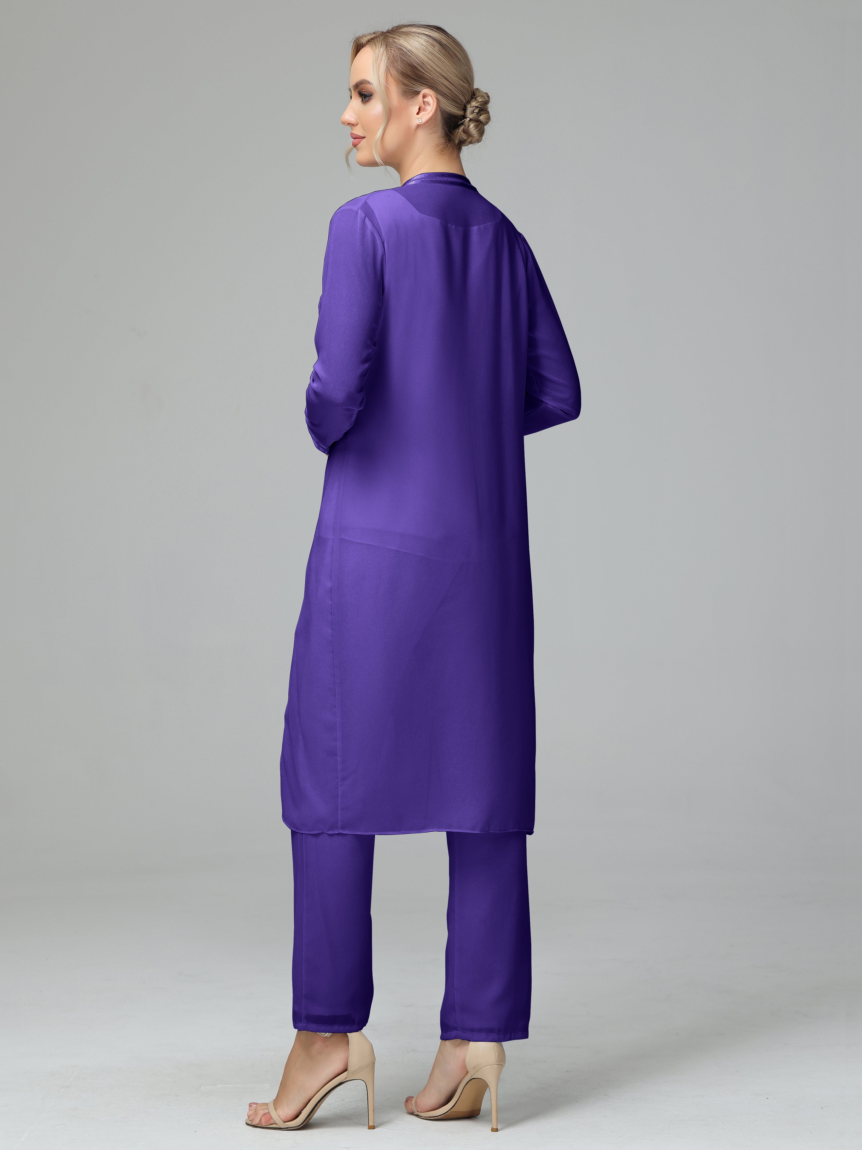 Special Long Sleeves Chiffon Mother Of The Bride Dress Pants Suits