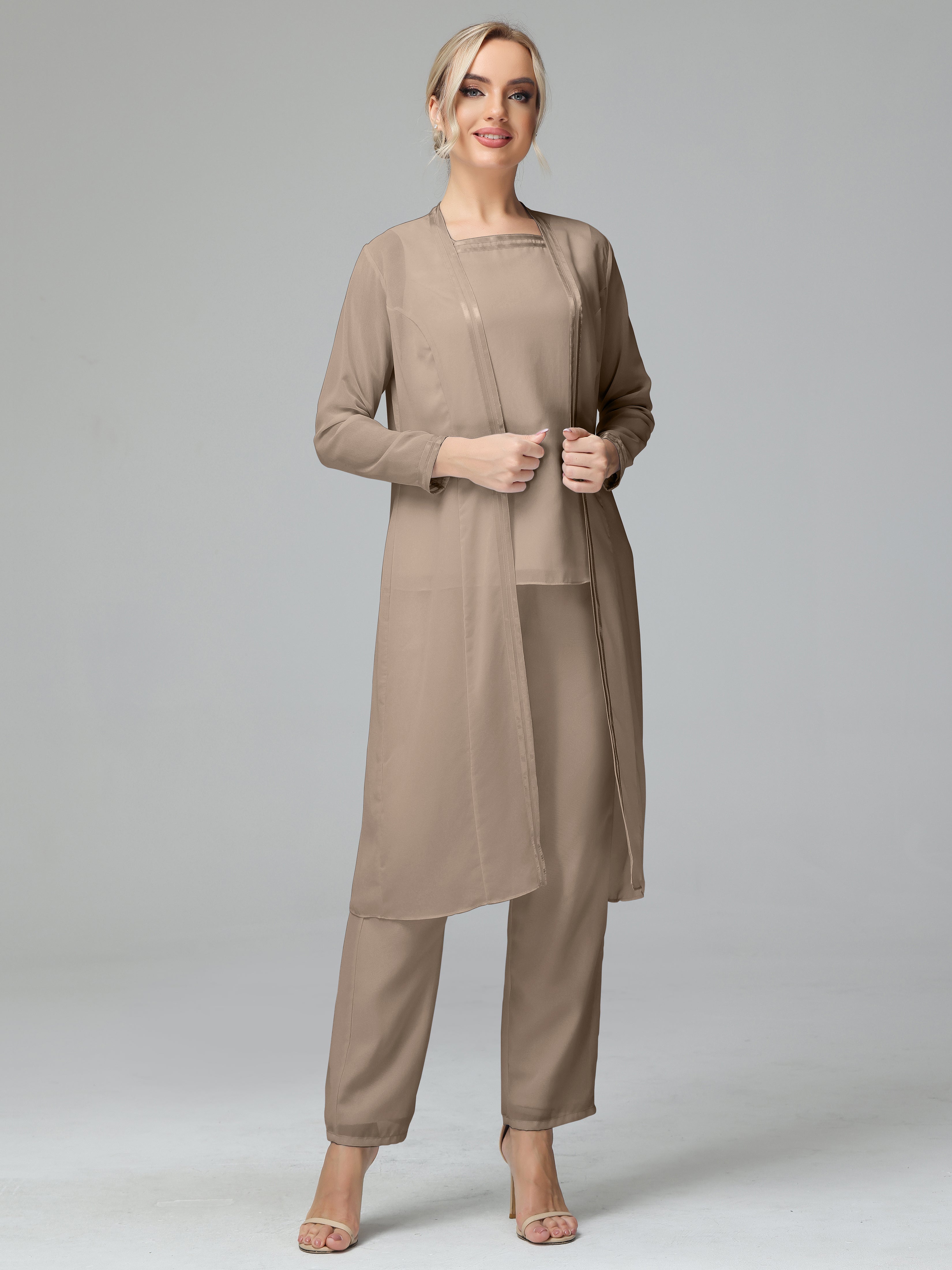 Special Long Sleeves Chiffon Mother Of The Bride Dress Pants Suits