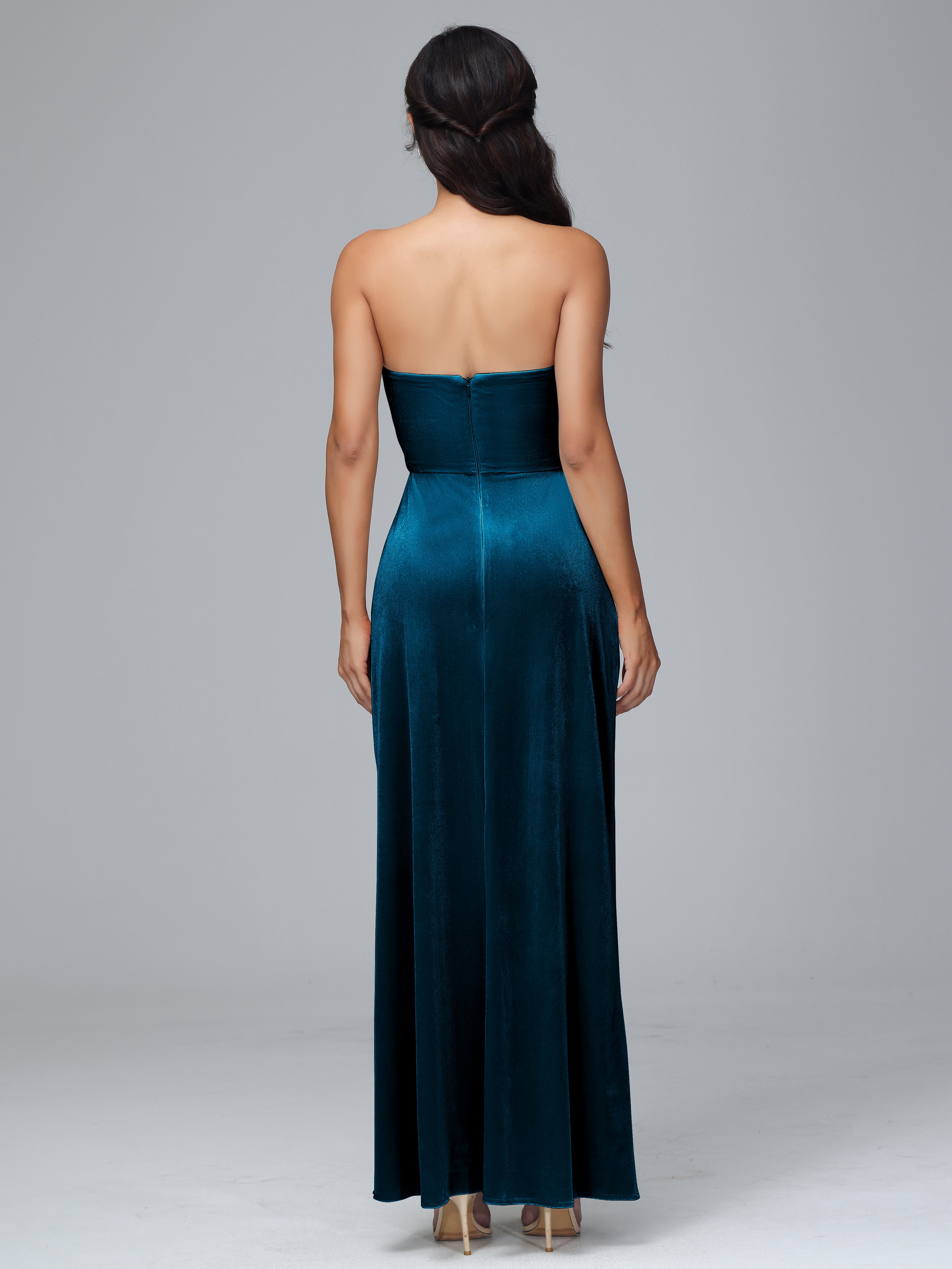 Strapless Backless Velvet Bridesmaid Dresses