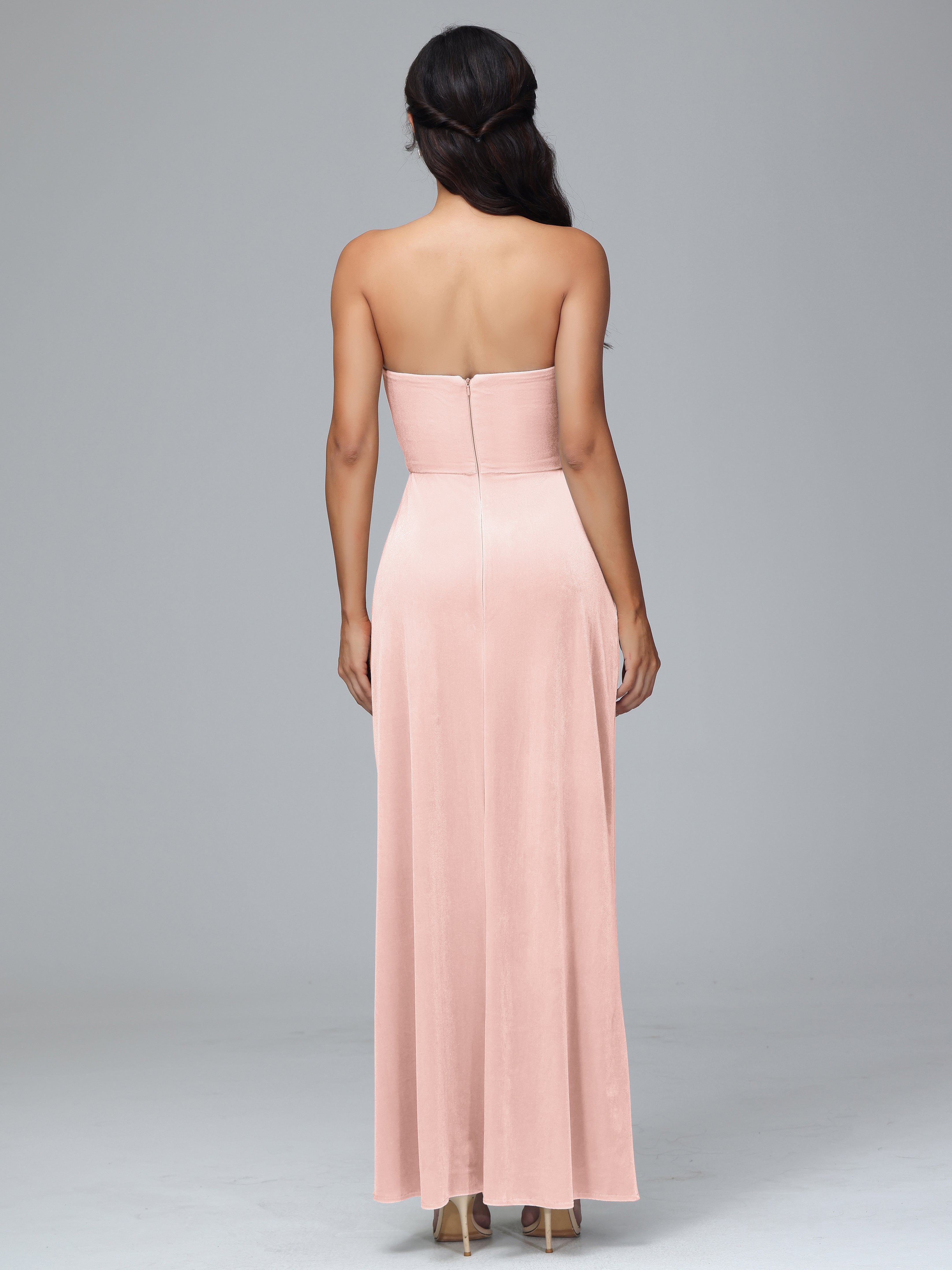 Strapless Backless Velvet Bridesmaid Dresses
