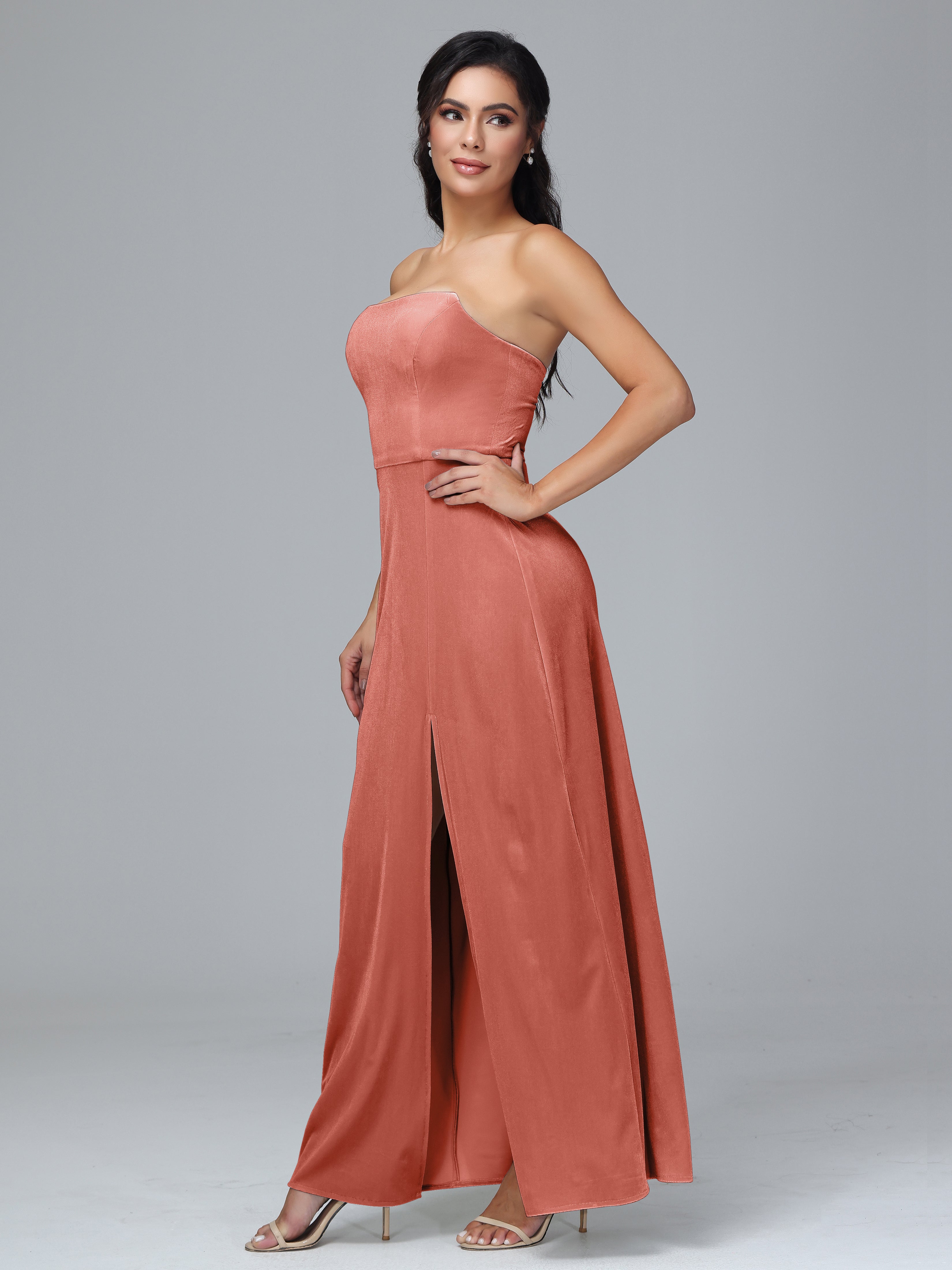 Strapless Backless Velvet Bridesmaid Dresses