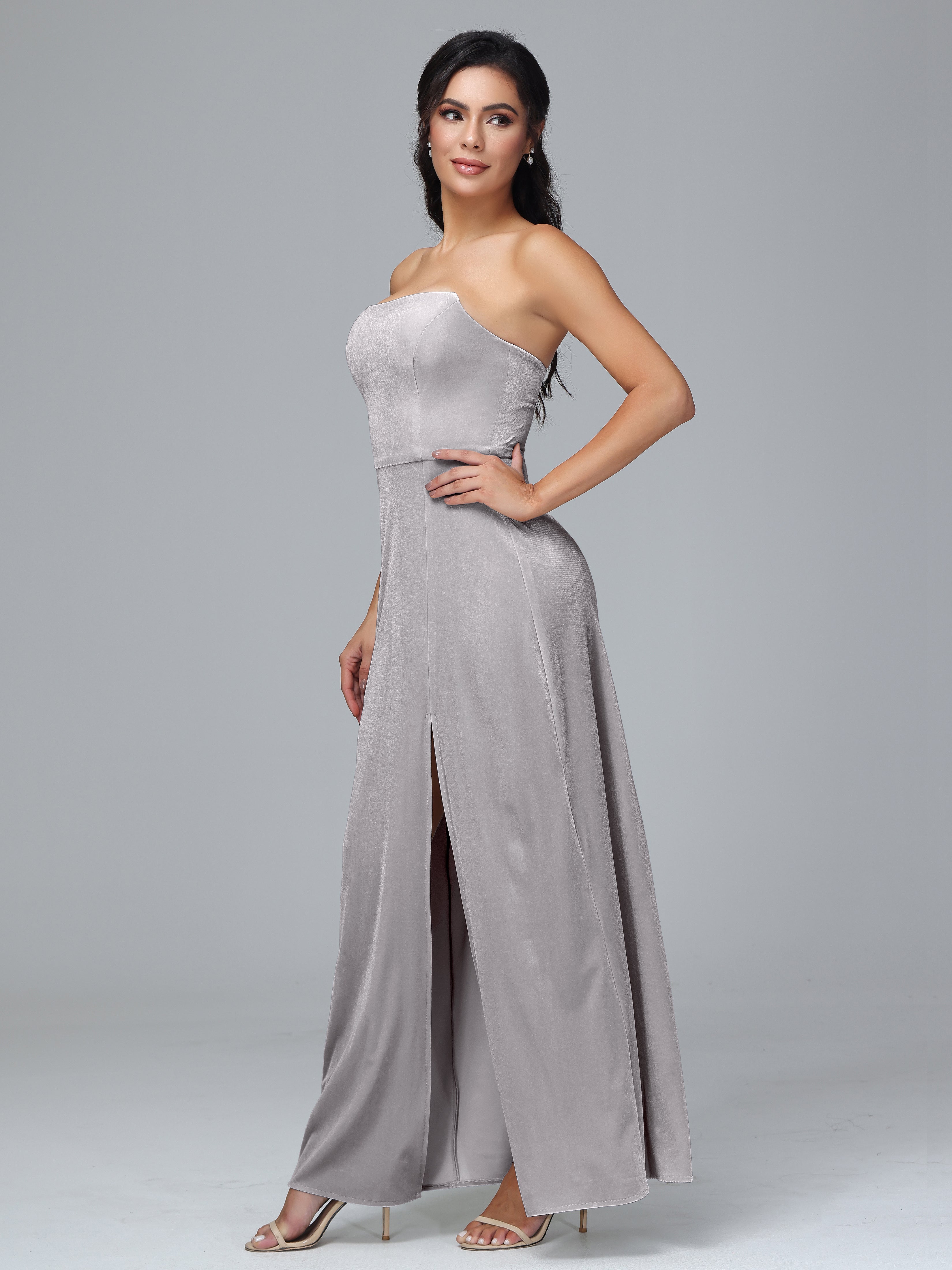 Strapless Backless Velvet Bridesmaid Dresses