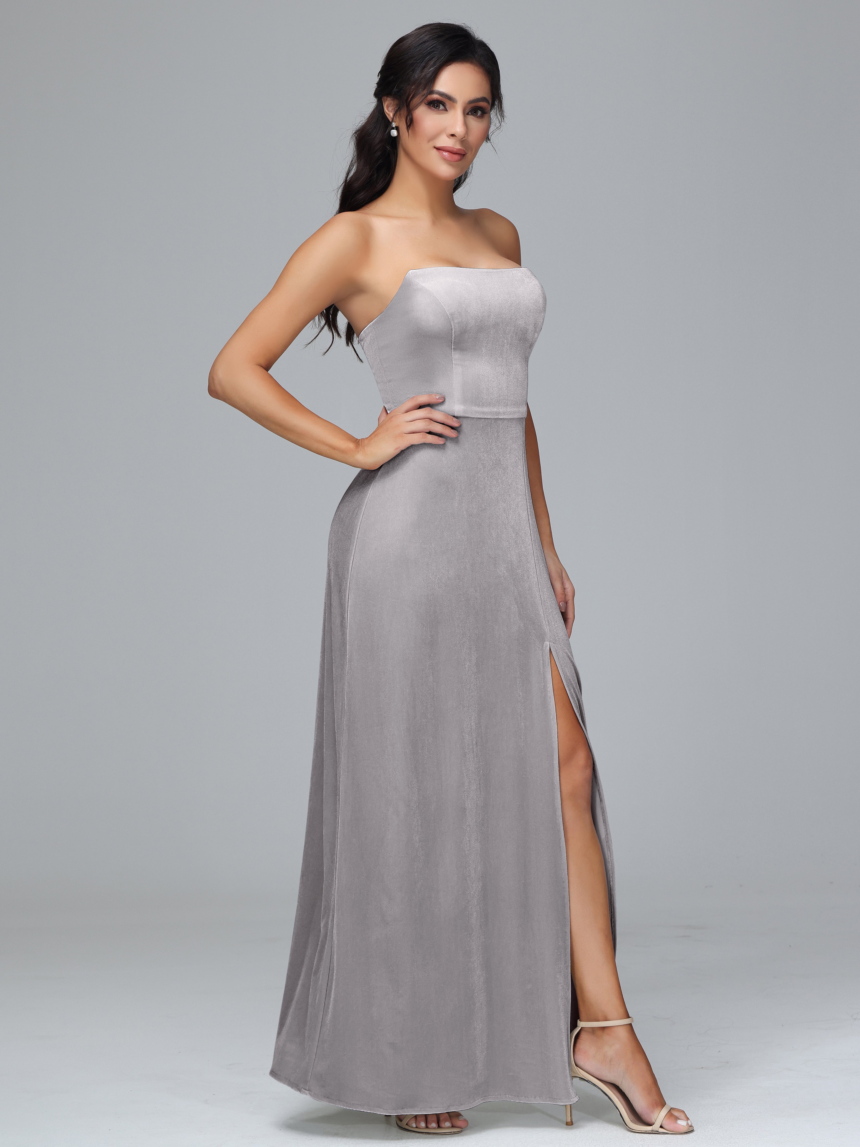 Strapless Backless Velvet Bridesmaid Dresses