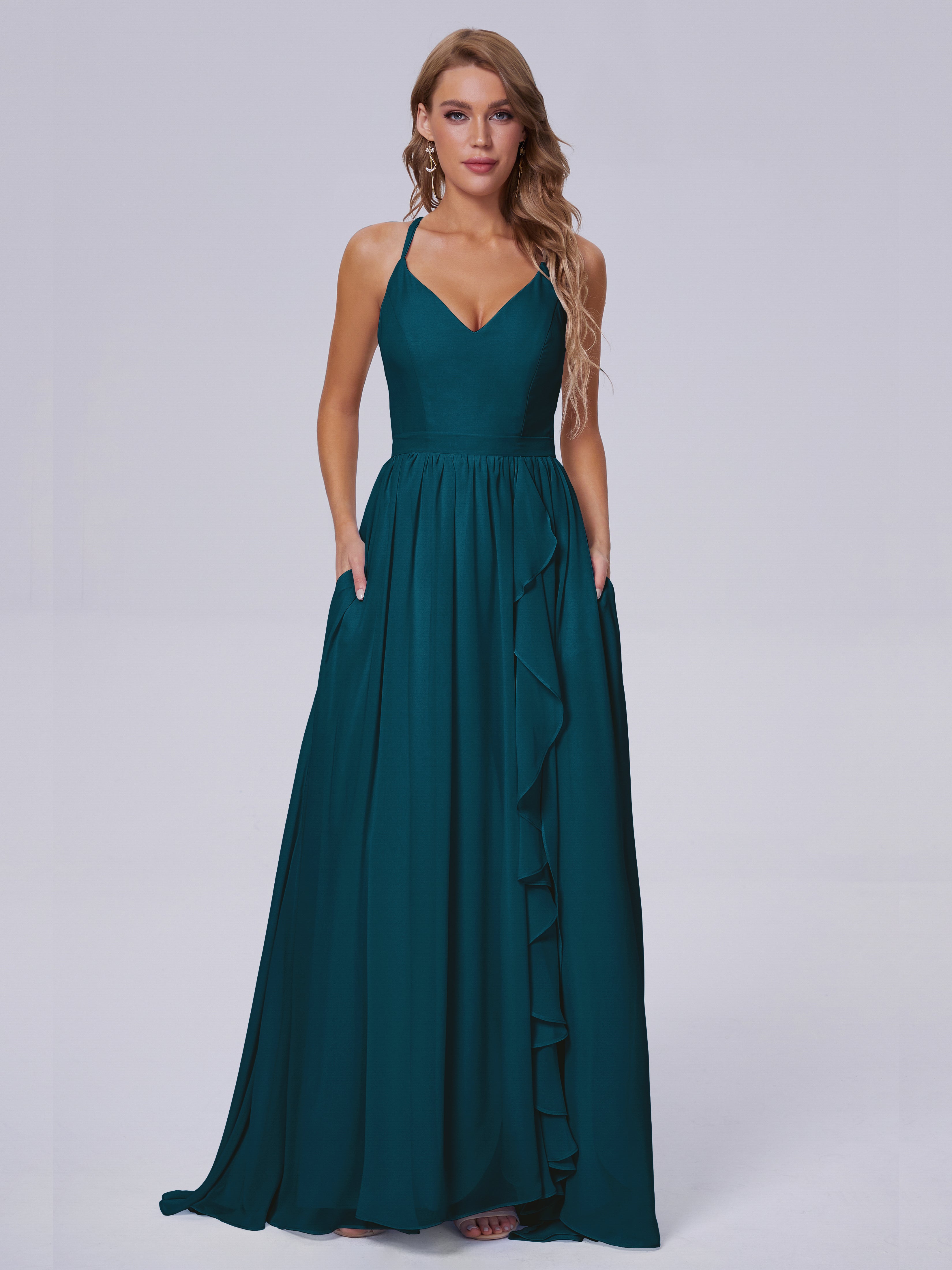 Ink Blue Bridesmaid Dress Teagan Asymmetrical Chiffon Bridesmaid Dress