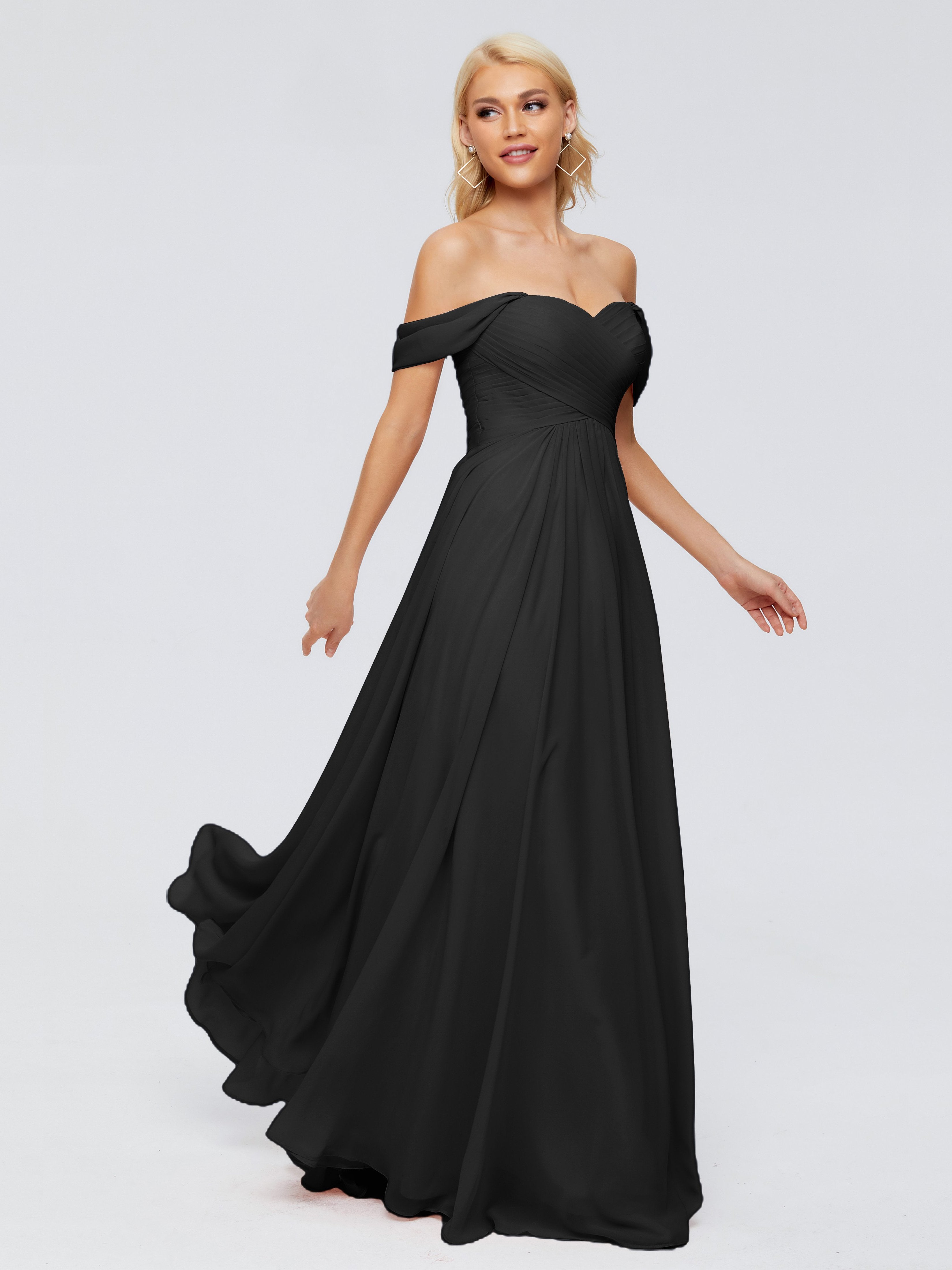 Black Bridesmaid Trinity Gorgeous Off The Shoulder Long Chiffon Brides Black Bridesmaid Trinity Gorgeous Off The Shoulder Long Chiffon Brides