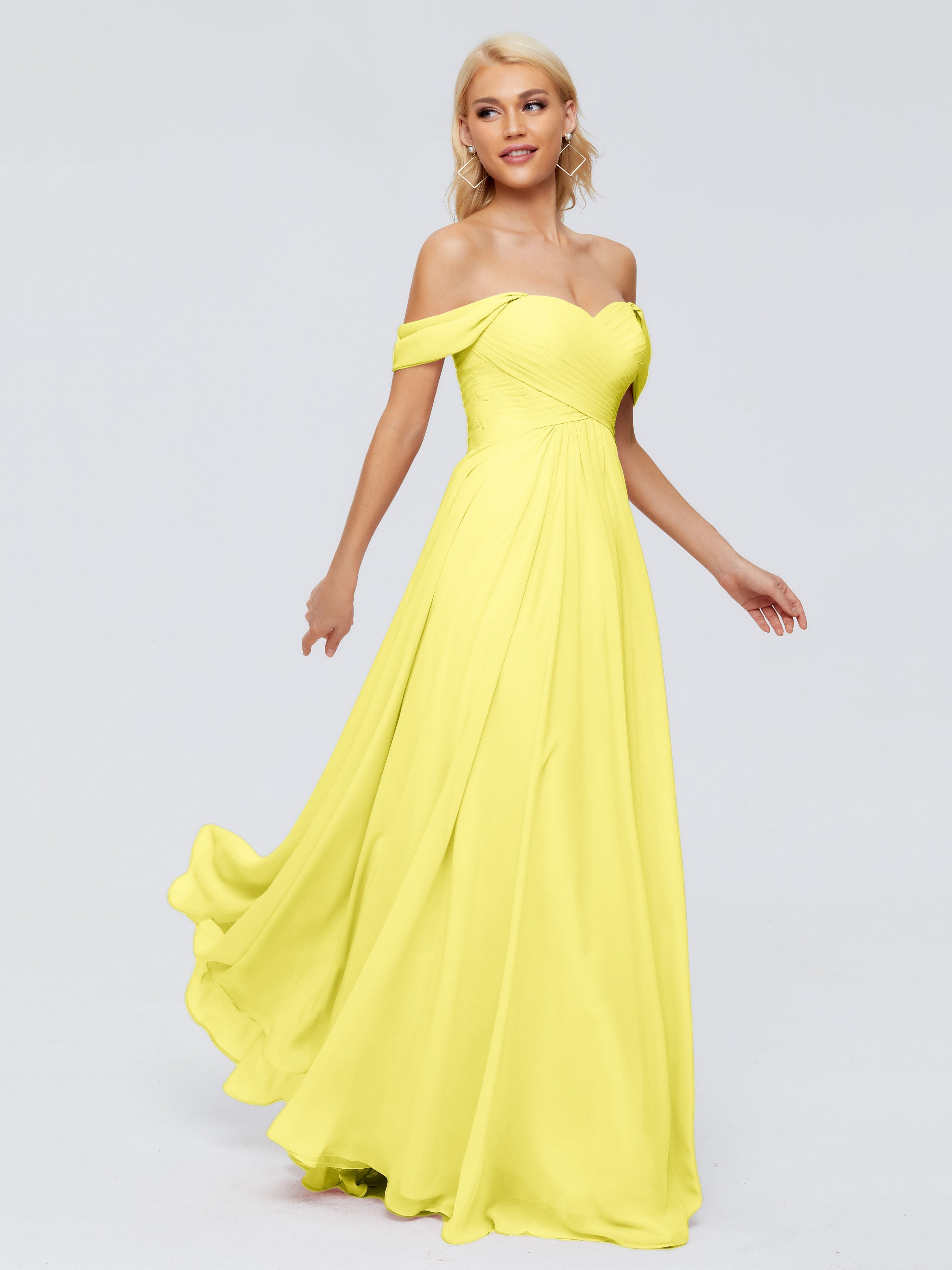 Lemon Yellow Bridesmaid Dress Trinity Gorgeous Off The Shoulder Long C Lemon Yellow Bridesmaid Dress Trinity Gorgeous Off The Shoulder Long C