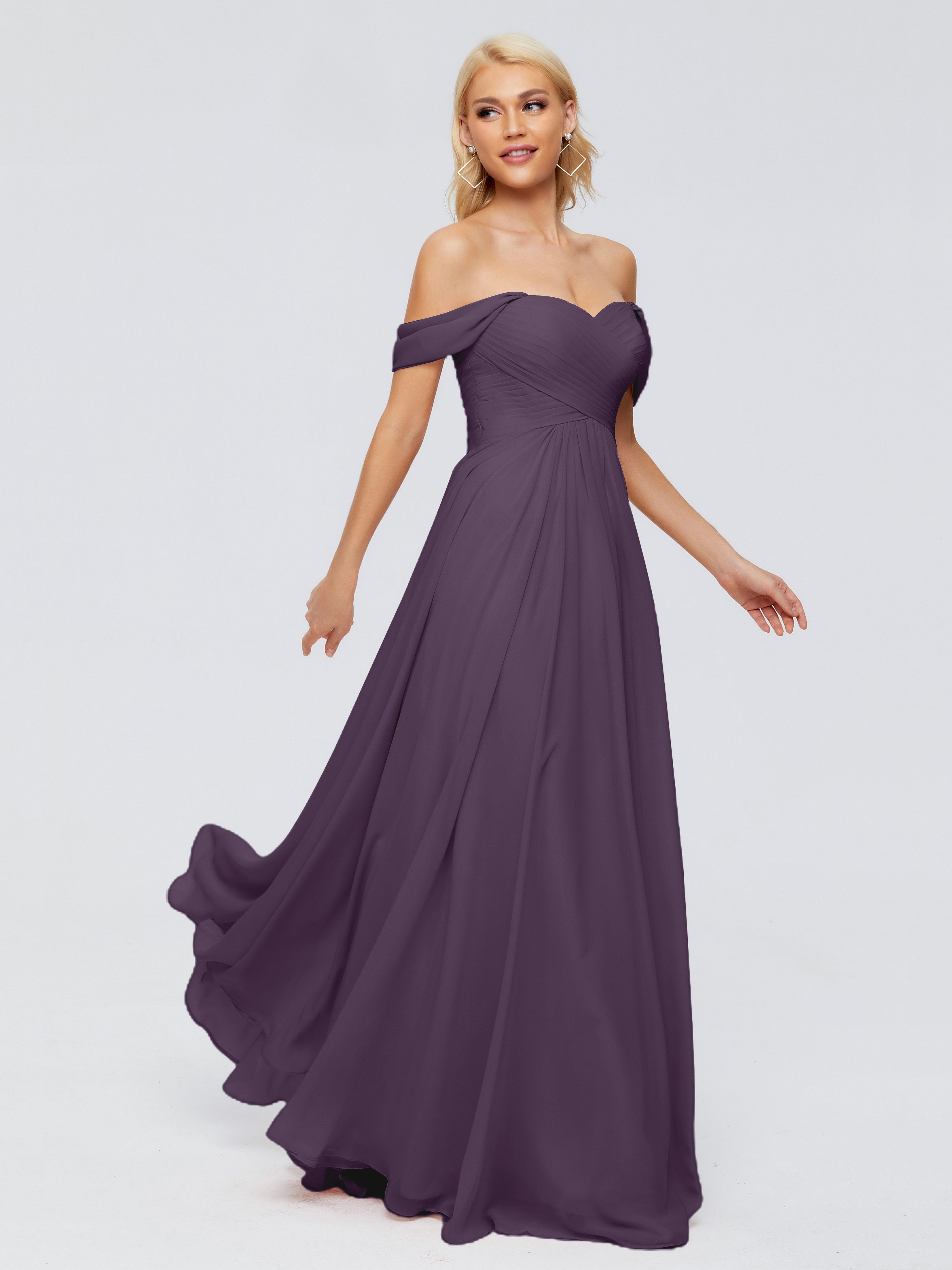 Plum Bridesmaid Dress Trinity Gorgeous Off The Shoulder Long Chiffon B Plum Bridesmaid Dress Trinity Gorgeous Off The Shoulder Long Chiffon B