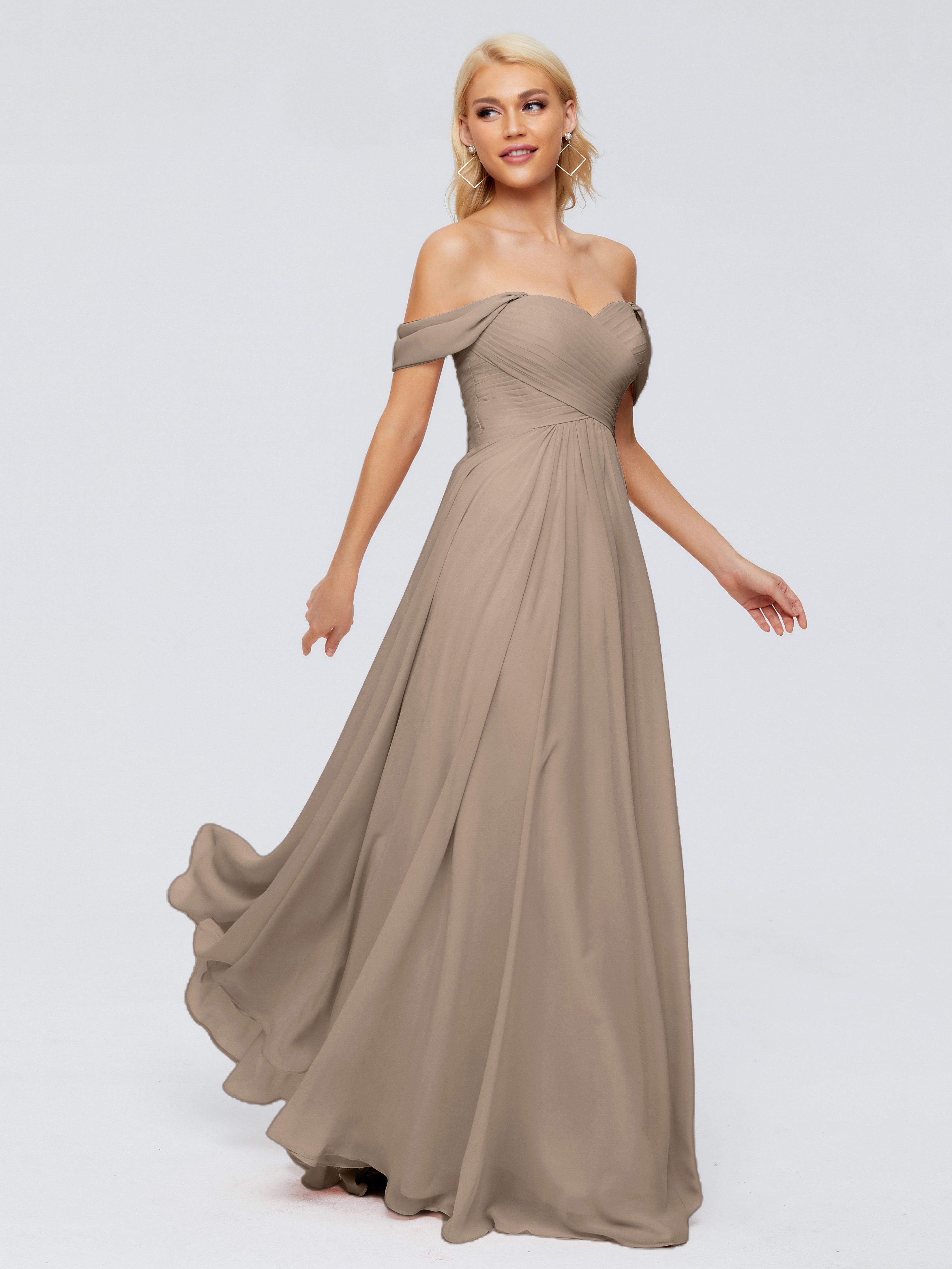 Taupe Colour Bridesmaid Dresses Trinity Gorgeous Off The Shoulder Long Taupe Colour Bridesmaid Dresses Trinity Gorgeous Off The Shoulder Long