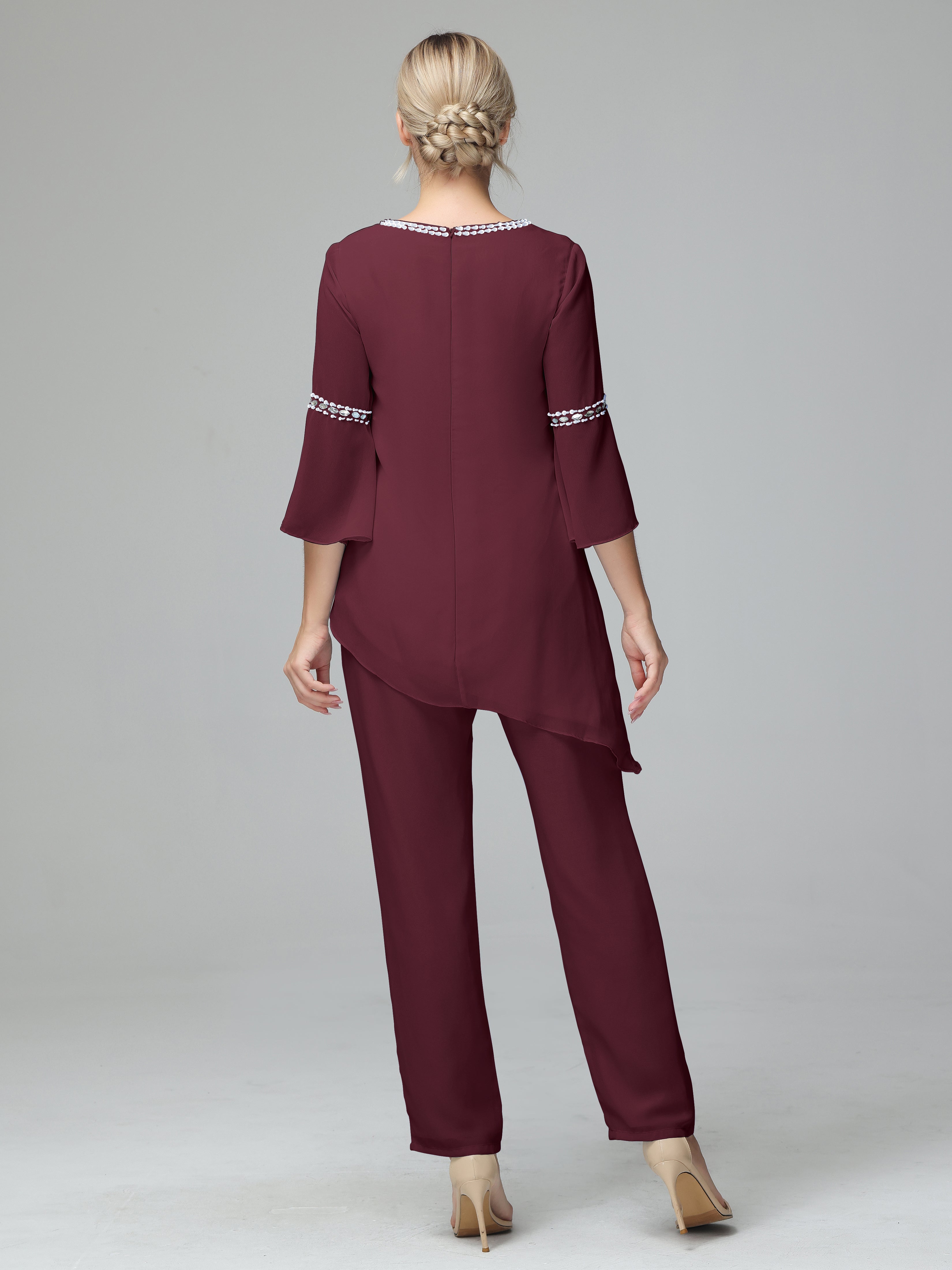 V-Neck Chiffon Mother of the Bride Dress With Beading