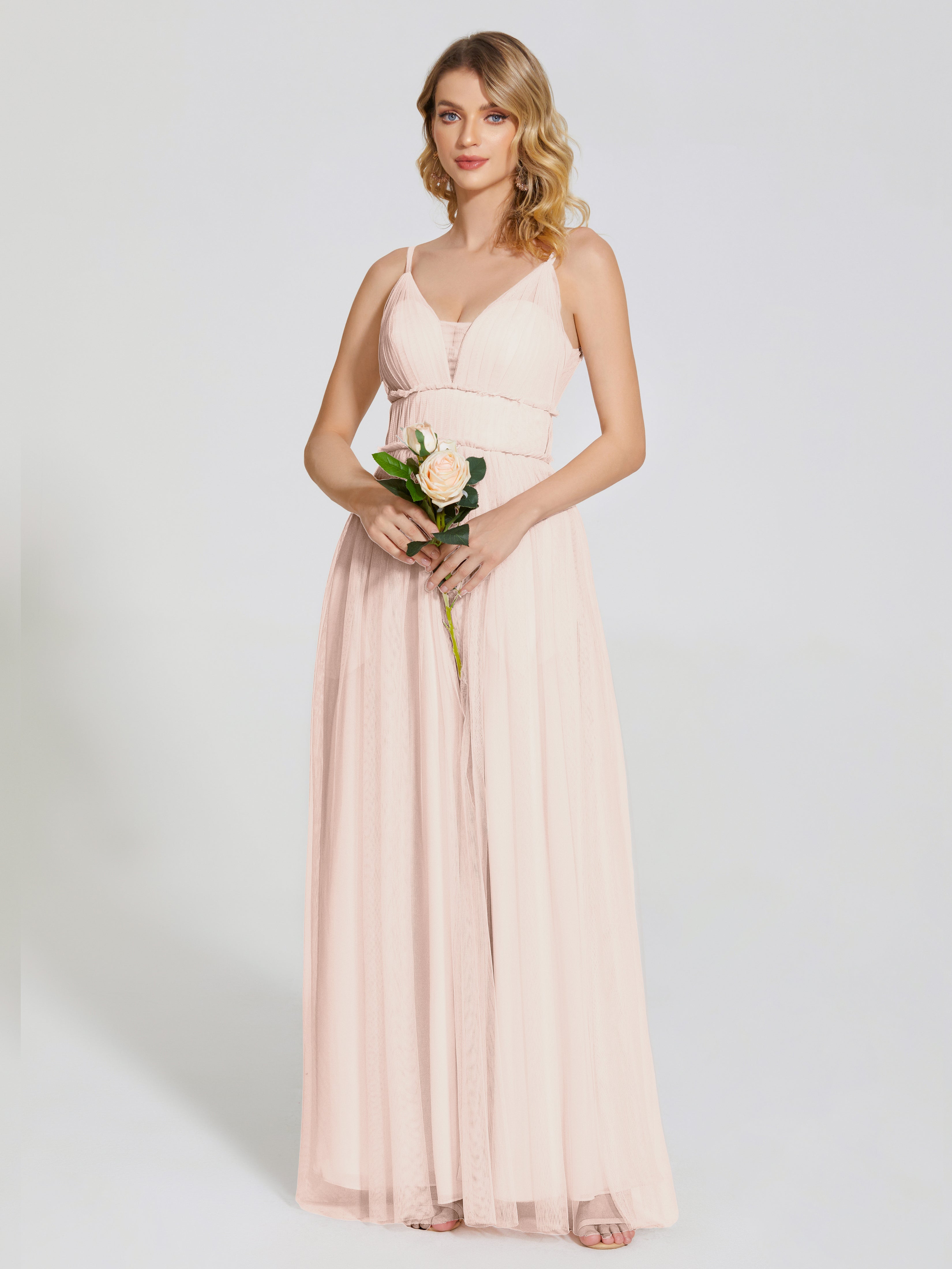 Alayna Elegant Spaghetti Straps Tulle Bridesmaid Dresses