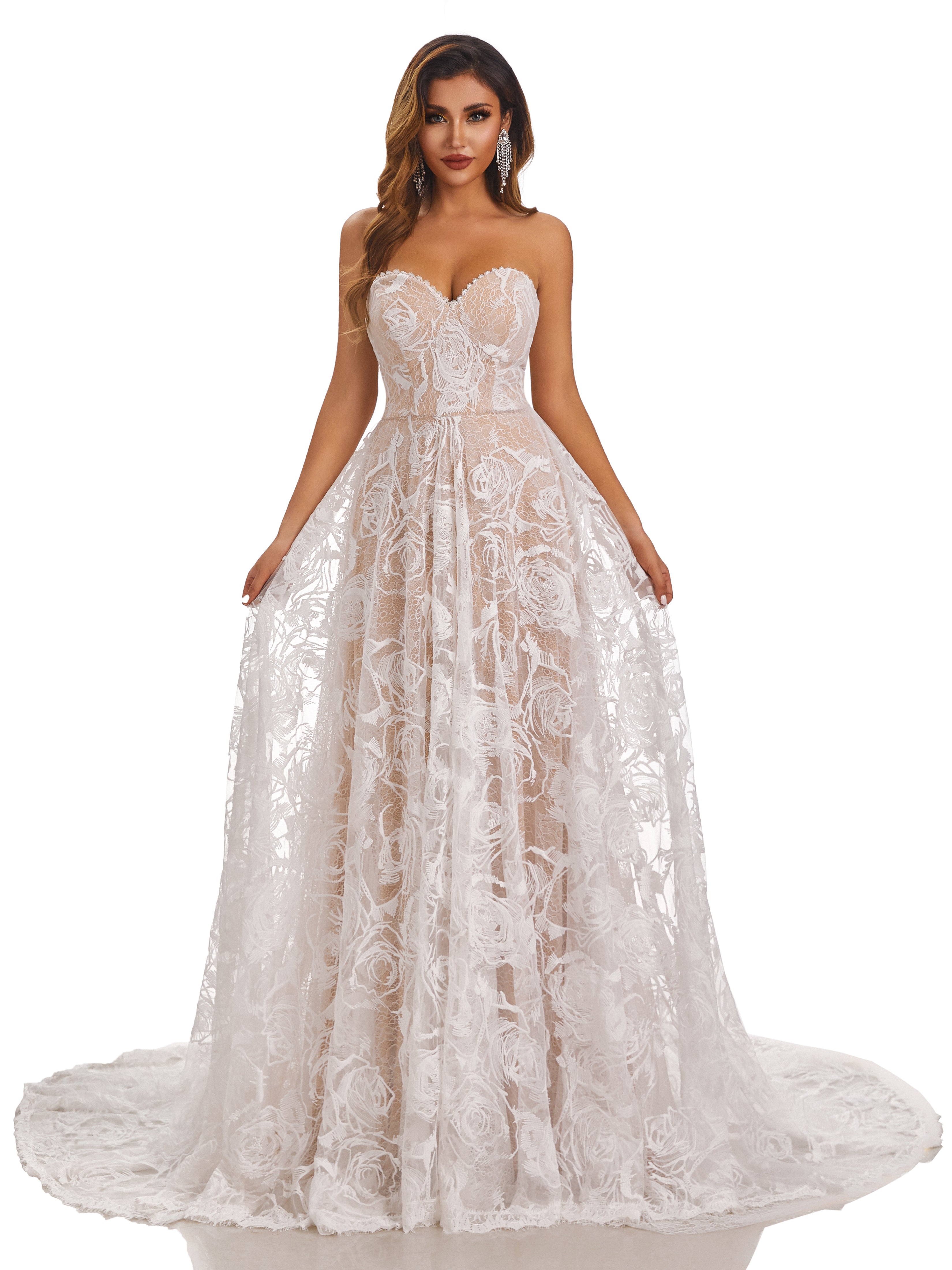 Alexandria Simple Sweetheart Sweep Train Lace Wedding Dresses Alexandria Simple Sweetheart Sweep Train Lace Wedding Dresses